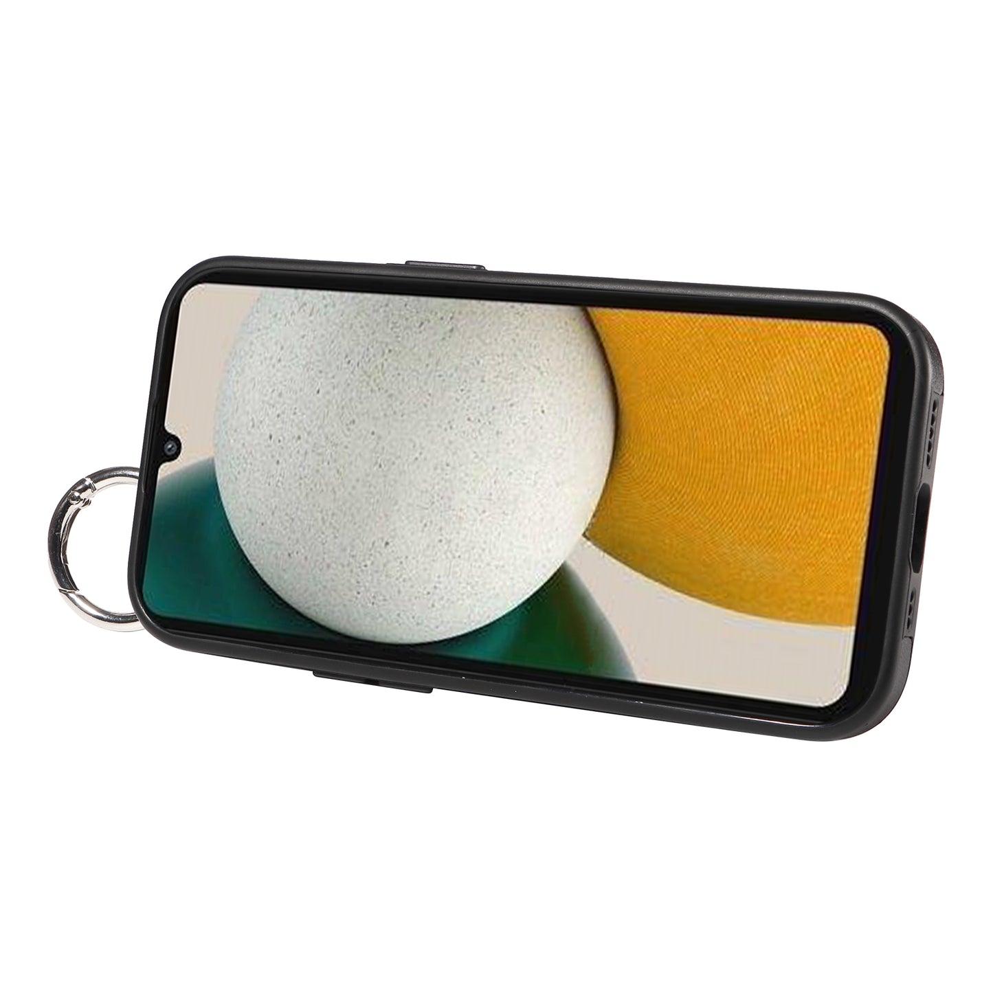 008 For Samsung Galaxy A34 5G Case Calf Texture Leather+TPU Kickstand Phone Cover - Black