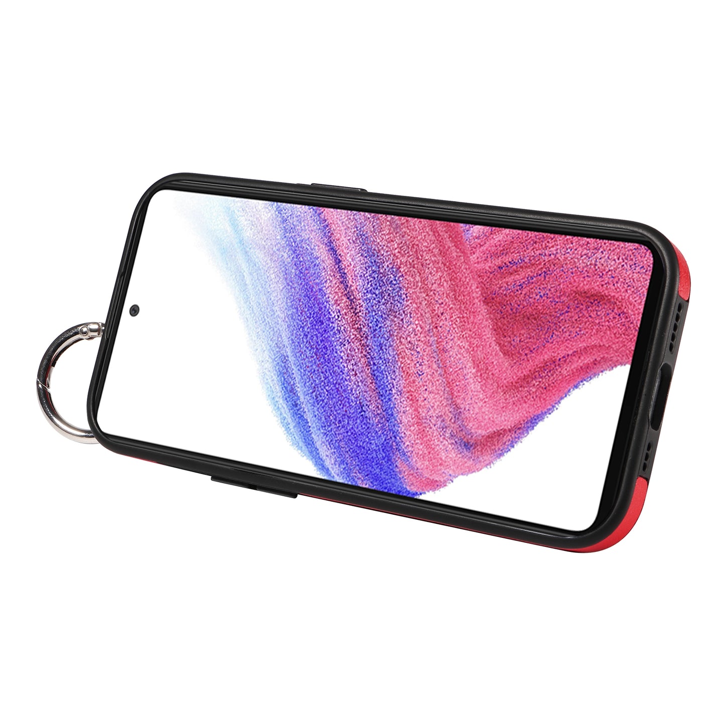 008 For Samsung Galaxy A53 5G Kickstand Case Calf Texture Leather+TPU Phone Case - Red