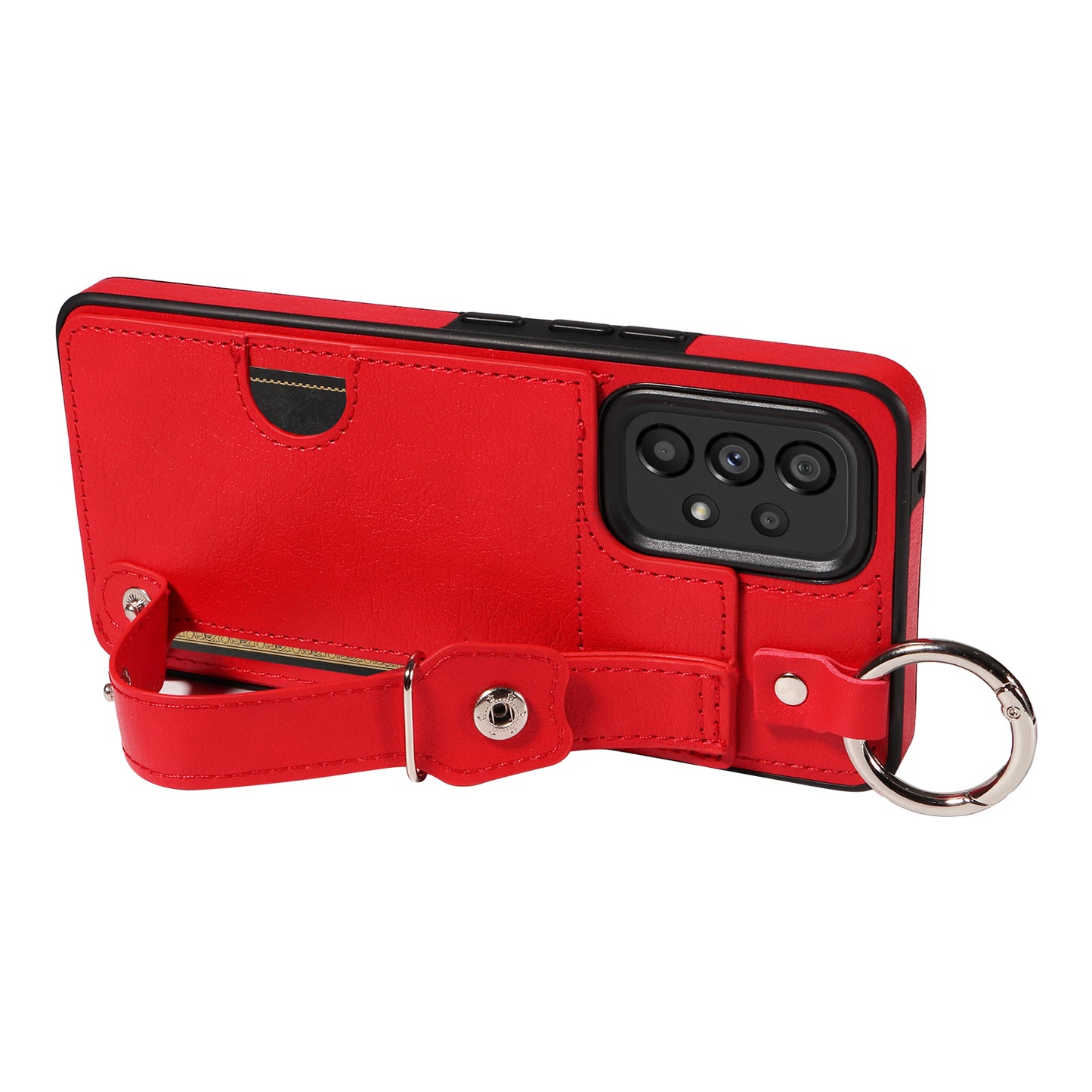 008 For Samsung Galaxy A53 5G Kickstand Case Calf Texture Leather+TPU Phone Case - Red