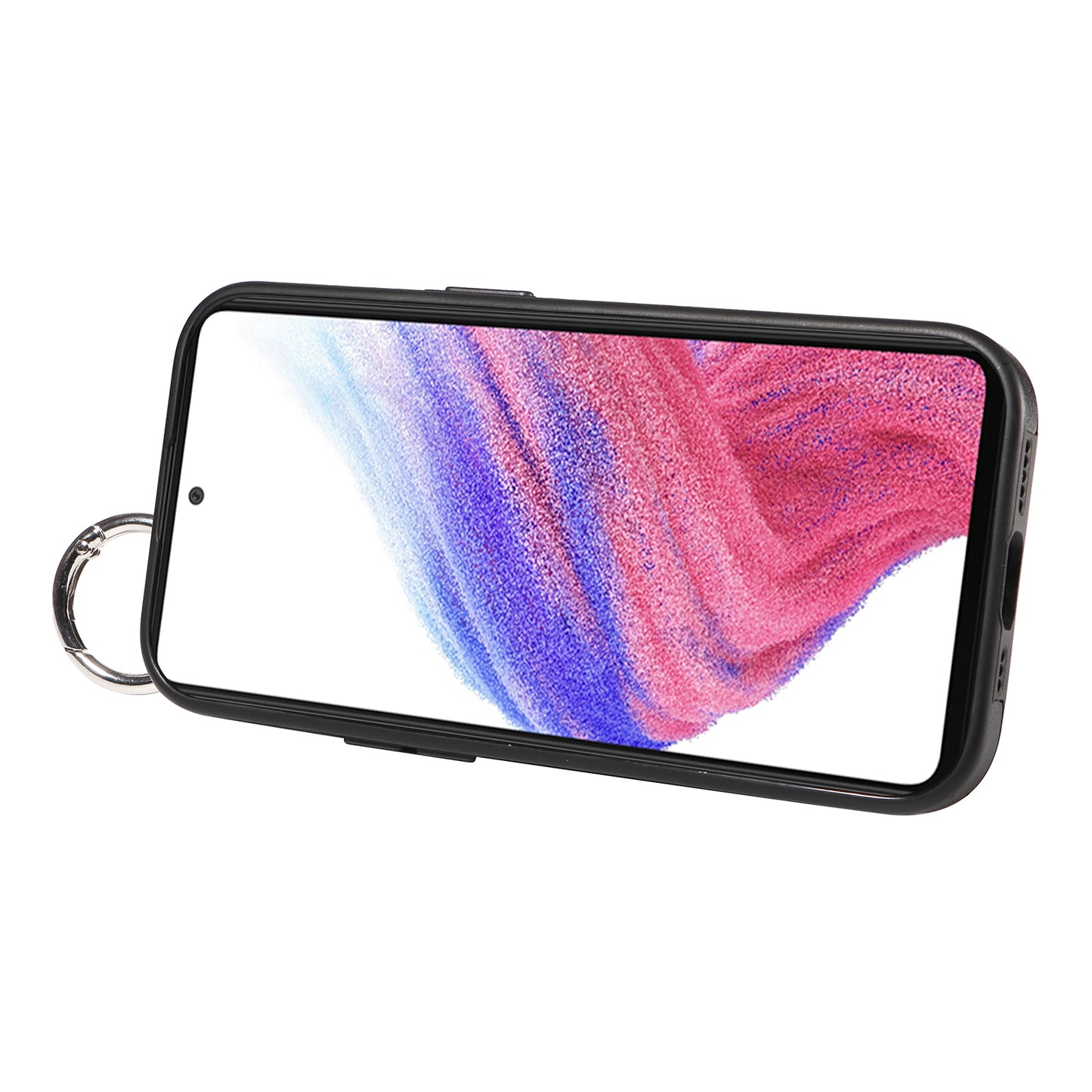 008 For Samsung Galaxy A53 5G Kickstand Case Calf Texture Leather+TPU Phone Case - Black