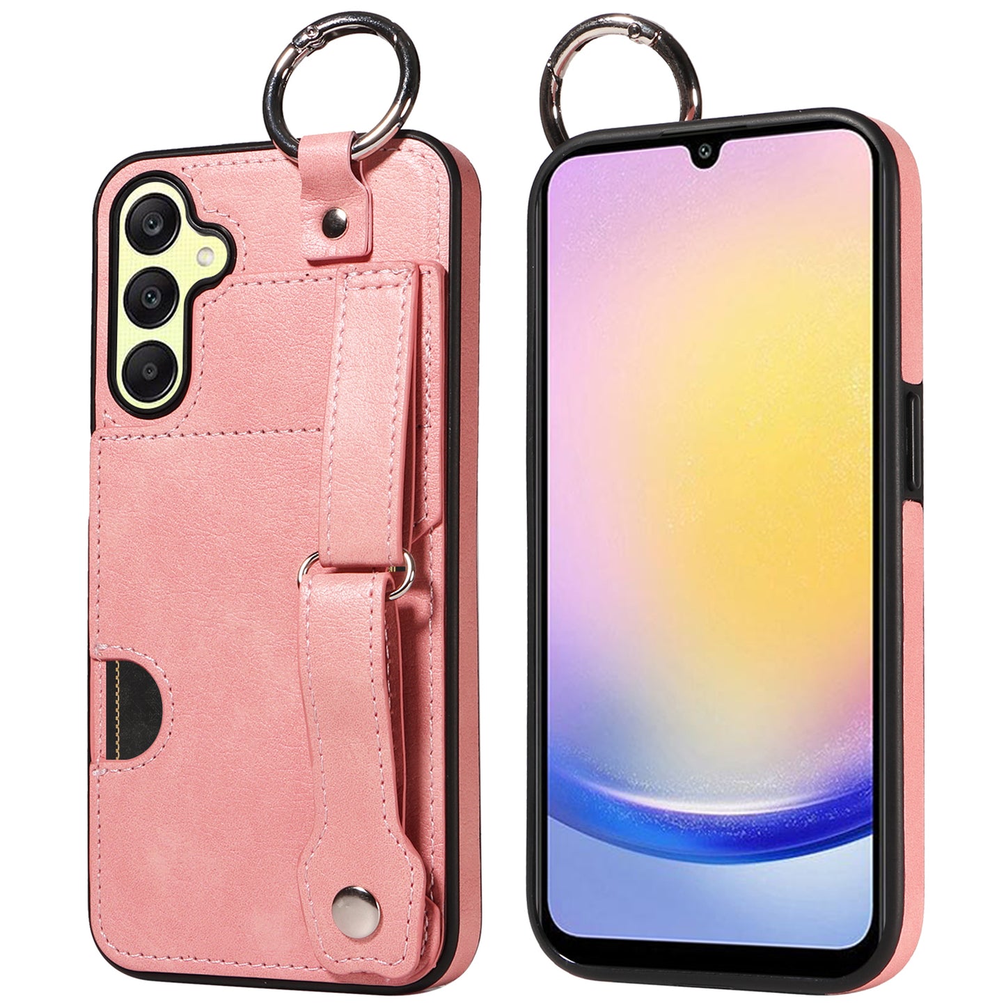008 For Samsung Galaxy A25 5G (Global) (161.0 x 76.5 x 8.3mm) TPU Case Kickstand Phone Cover with Card Slot - Pink