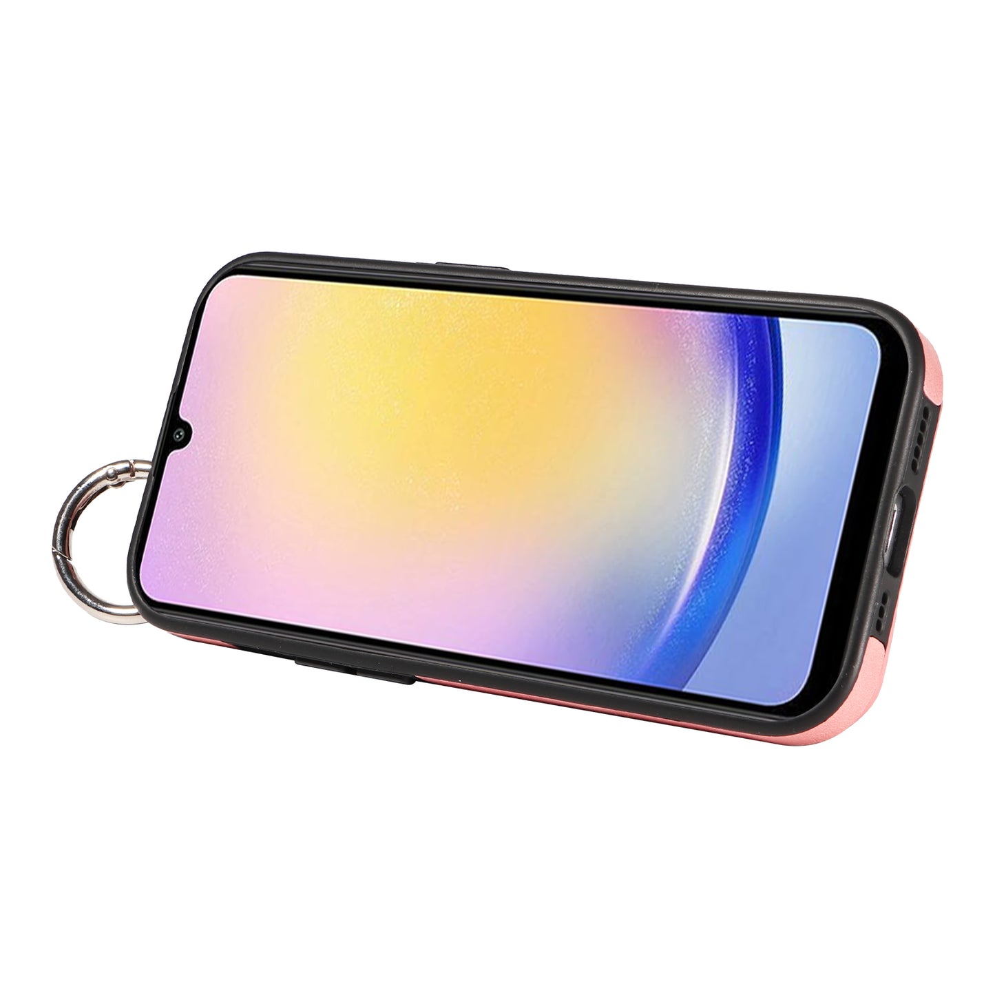 008 For Samsung Galaxy A25 5G (Global) (161.0 x 76.5 x 8.3mm) TPU Case Kickstand Phone Cover with Card Slot - Pink