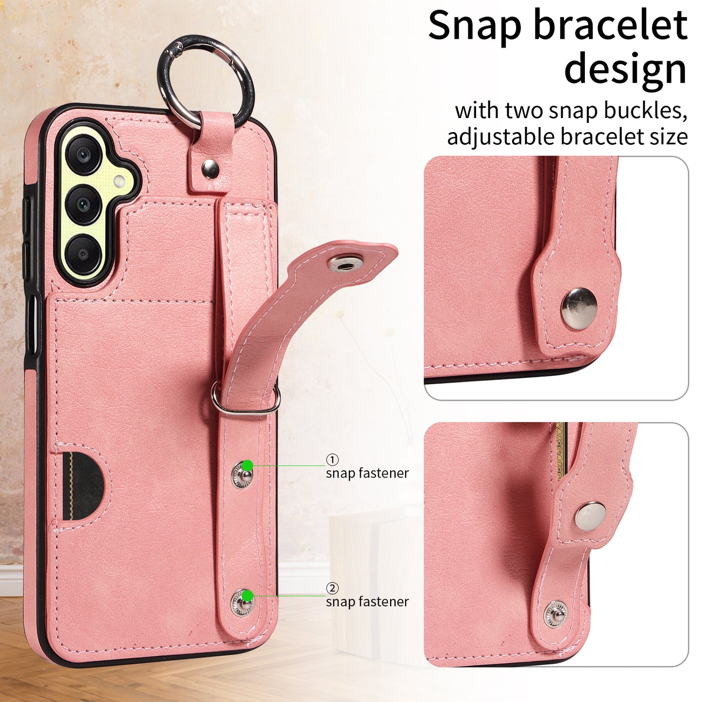 008 For Samsung Galaxy A25 5G (Global) (161.0 x 76.5 x 8.3mm) TPU Case Kickstand Phone Cover with Card Slot - Pink