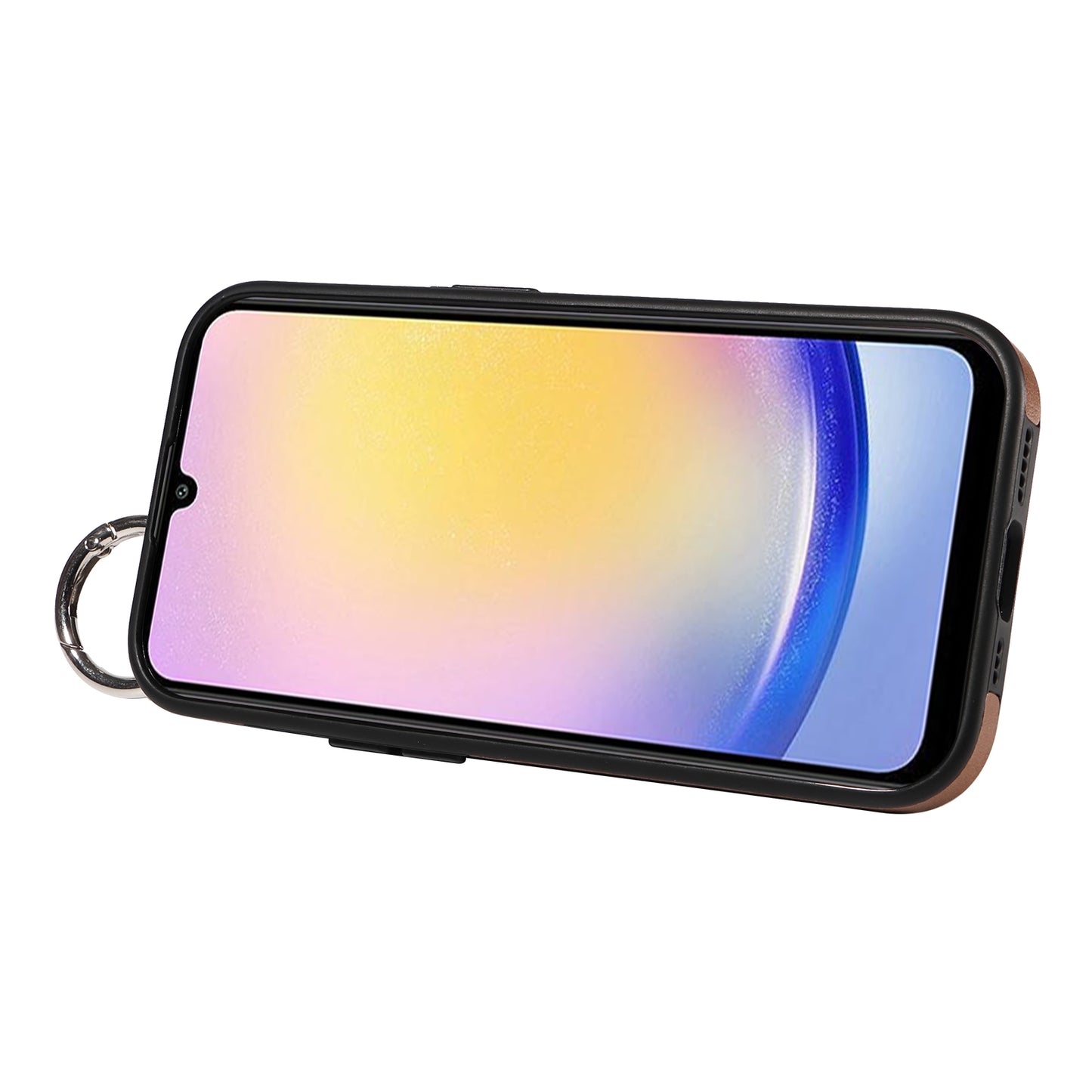 008 For Samsung Galaxy A25 5G (Global) (161.0 x 76.5 x 8.3mm) TPU Case Kickstand Phone Cover with Card Slot - Brown