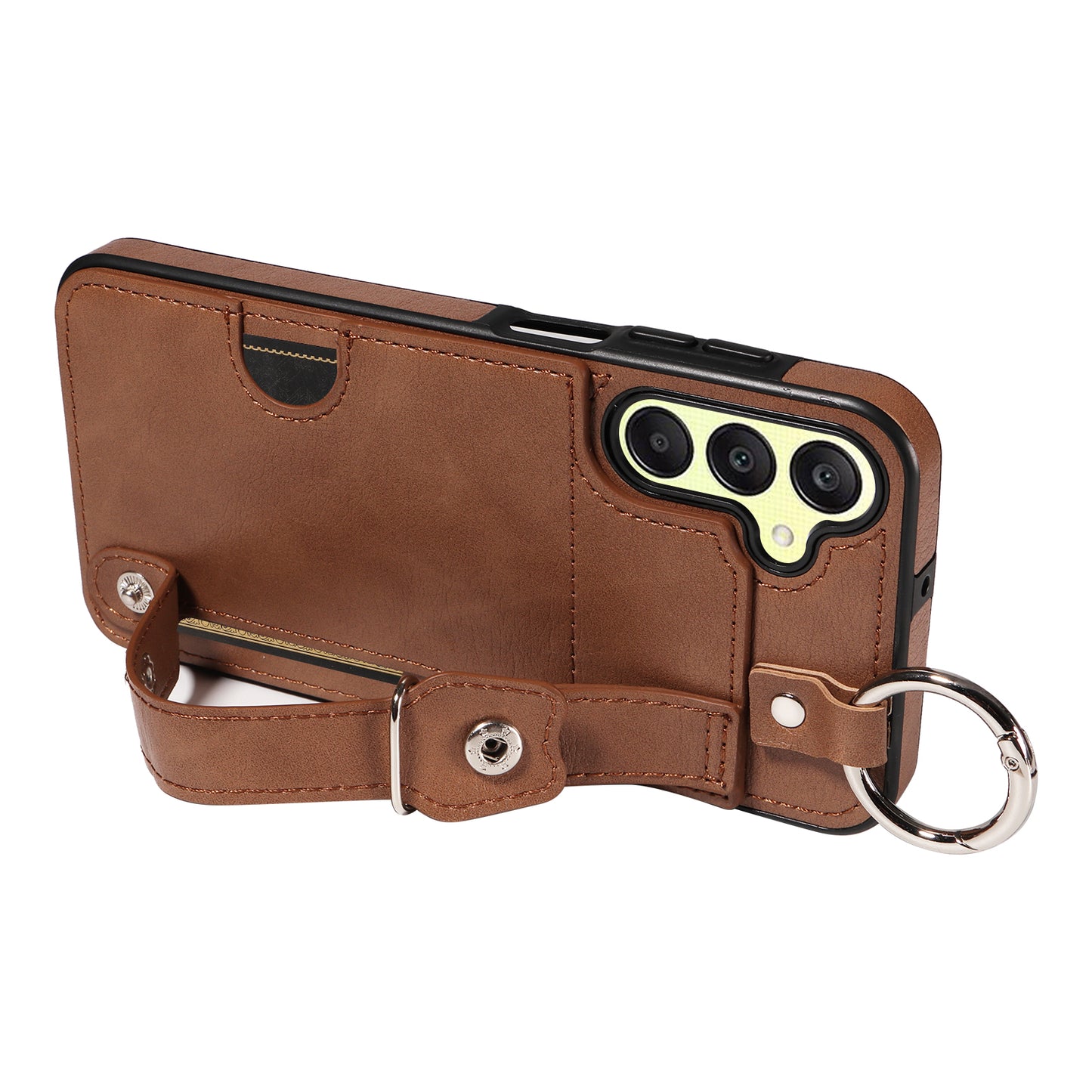 008 For Samsung Galaxy A25 5G (Global) (161.0 x 76.5 x 8.3mm) TPU Case Kickstand Phone Cover with Card Slot - Brown