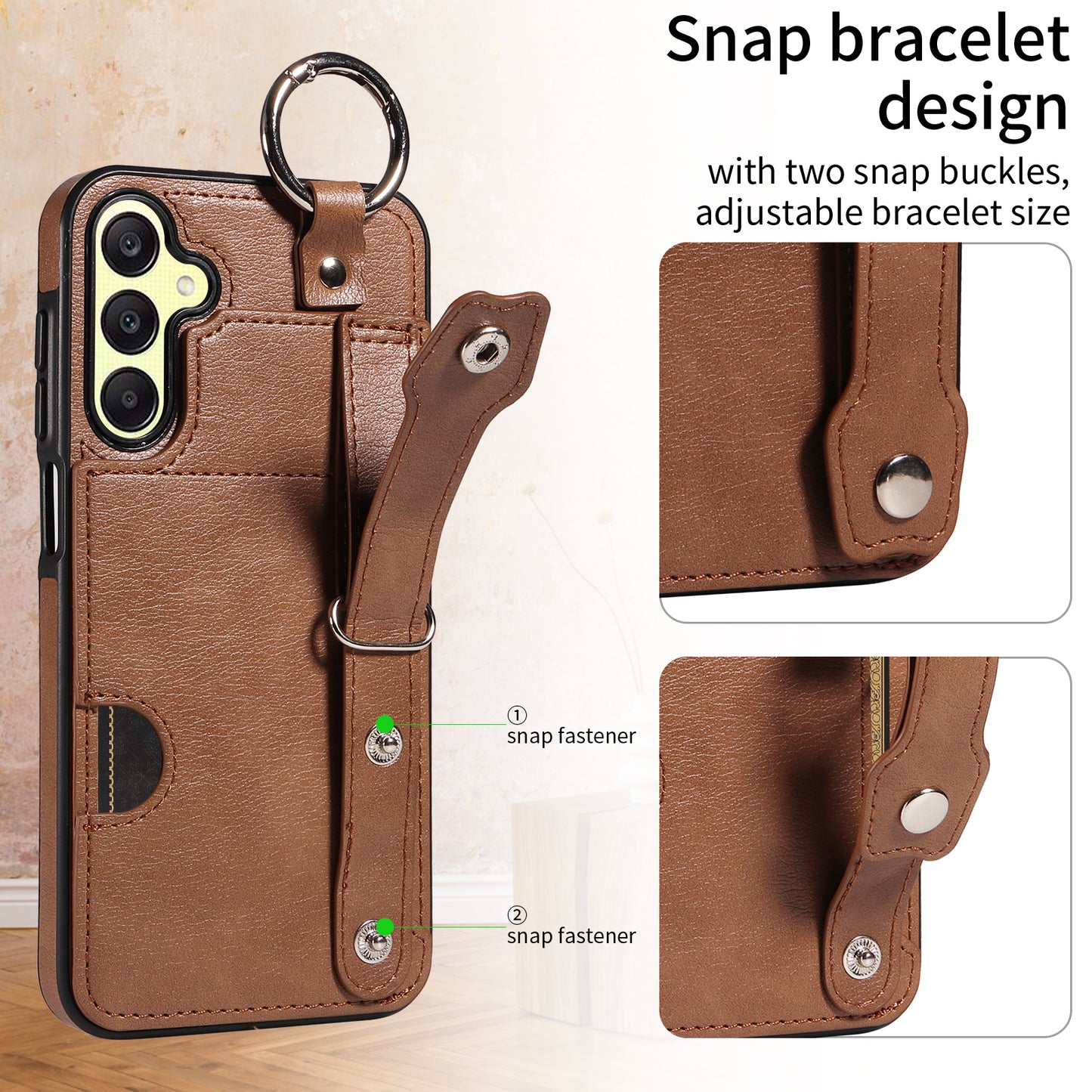 008 For Samsung Galaxy A25 5G (Global) (161.0 x 76.5 x 8.3mm) TPU Case Kickstand Phone Cover with Card Slot - Brown