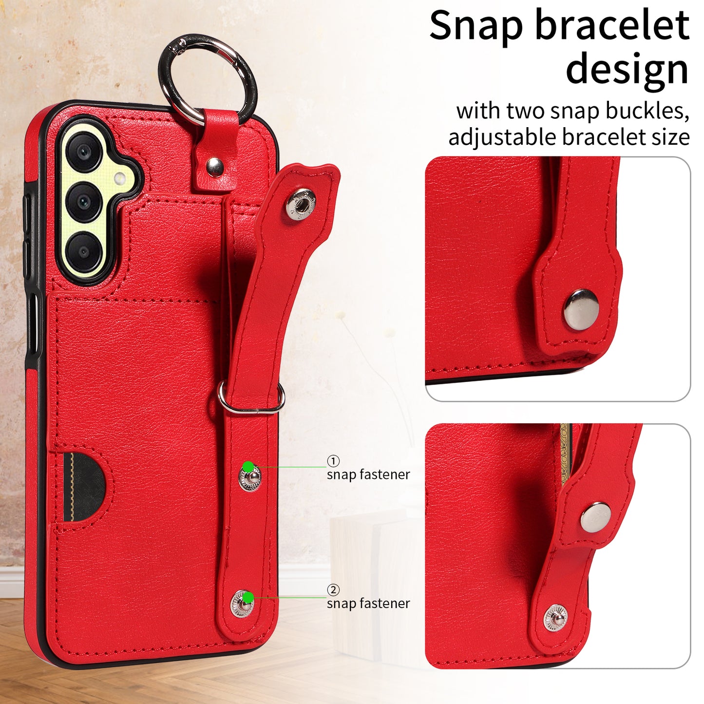 008 For Samsung Galaxy A25 5G (Global) (161.0 x 76.5 x 8.3mm) TPU Case Kickstand Phone Cover with Card Slot - Red