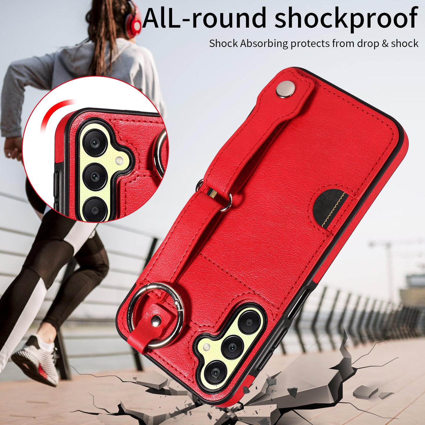 008 For Samsung Galaxy A25 5G (Global) (161.0 x 76.5 x 8.3mm) TPU Case Kickstand Phone Cover with Card Slot - Red