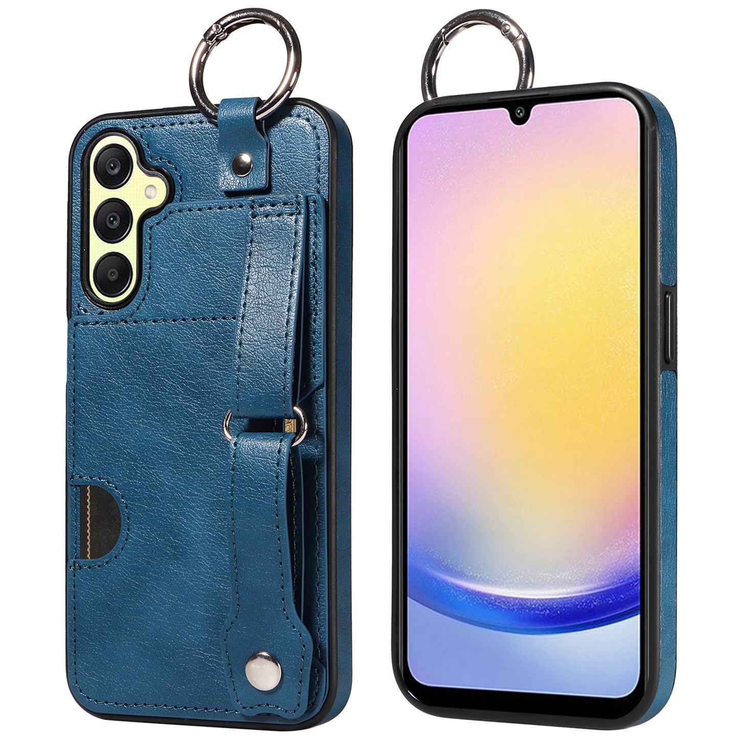 008 For Samsung Galaxy A25 5G (Global) (161.0 x 76.5 x 8.3mm) TPU Case Kickstand Phone Cover with Card Slot - Blue