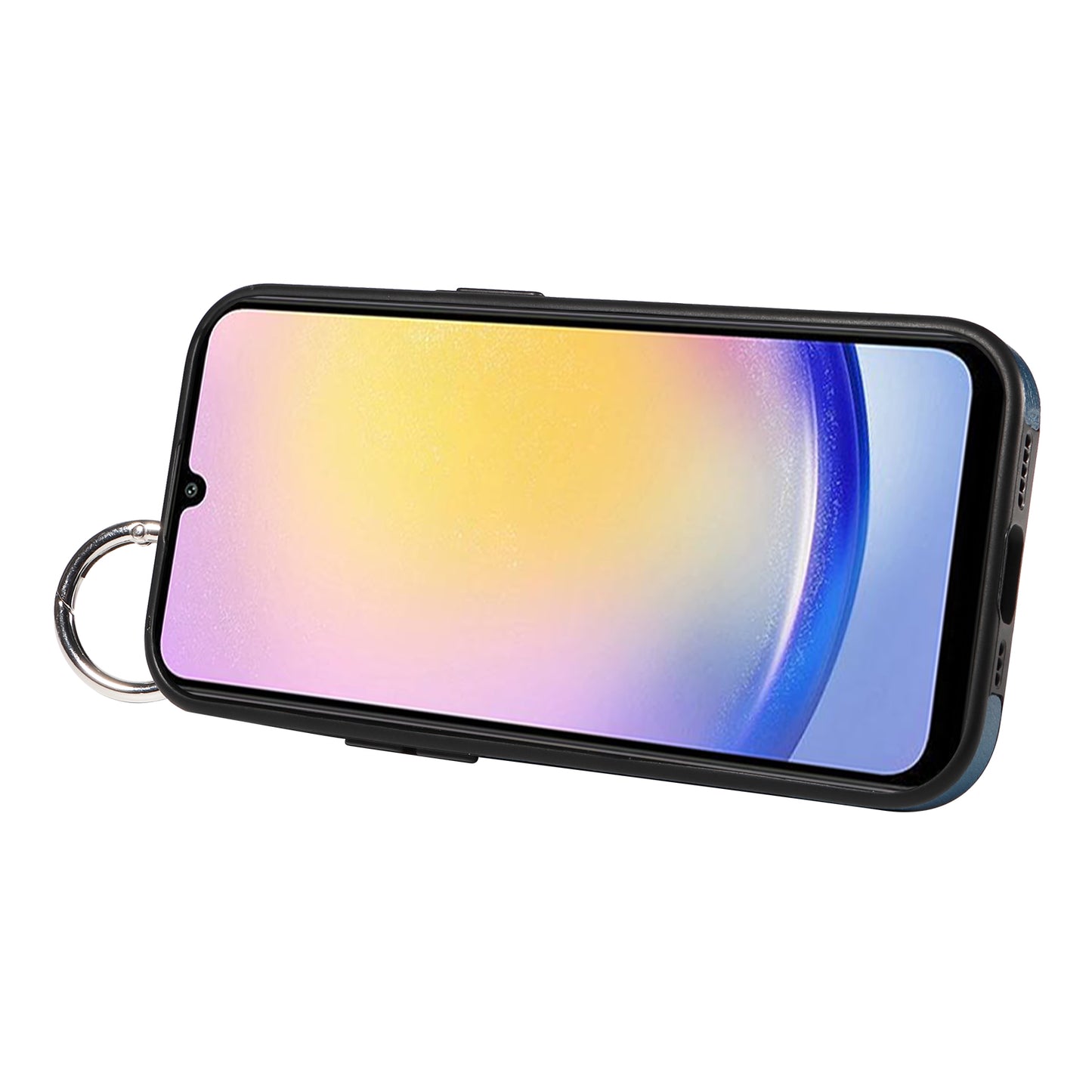 008 For Samsung Galaxy A25 5G (Global) (161.0 x 76.5 x 8.3mm) TPU Case Kickstand Phone Cover with Card Slot - Blue