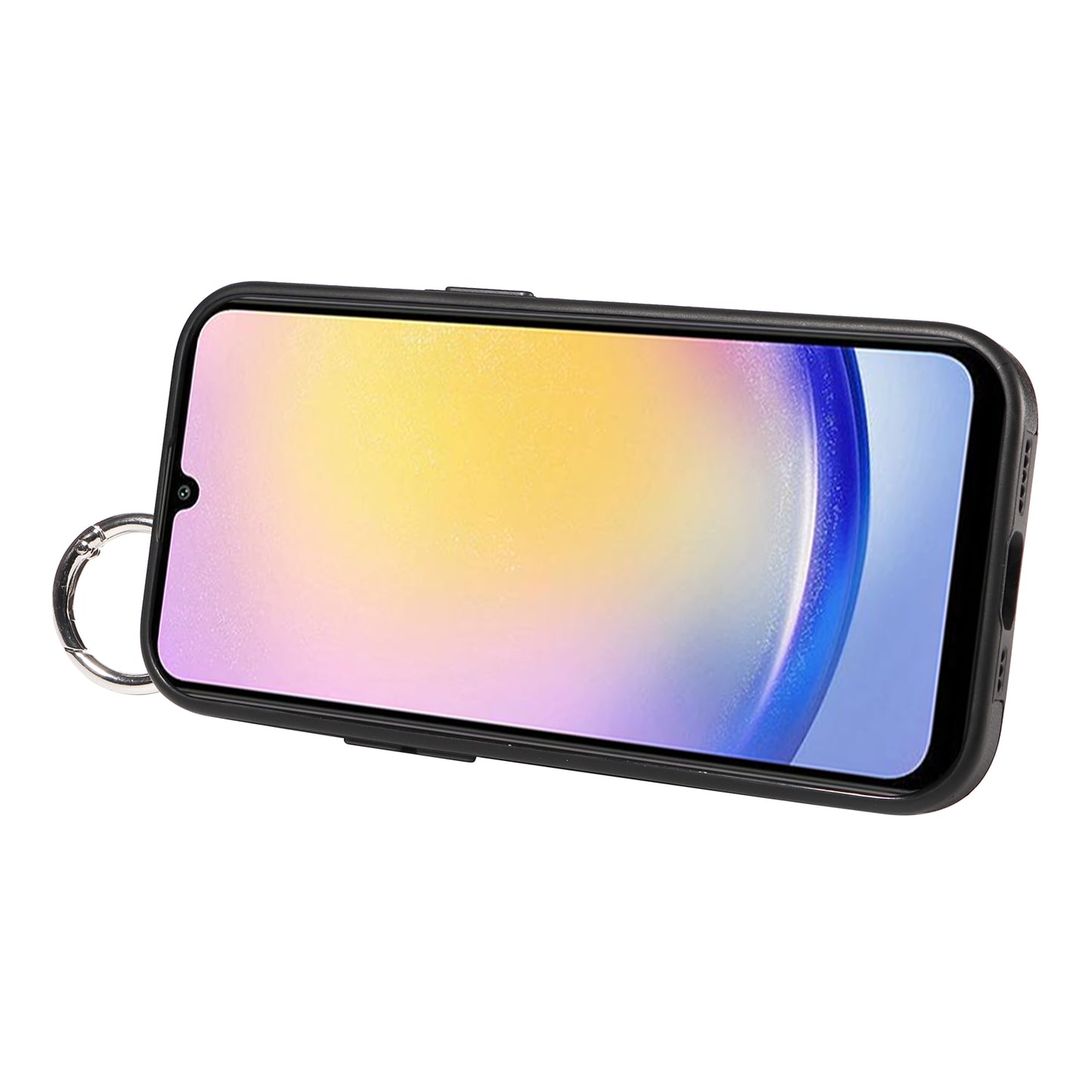 008 For Samsung Galaxy A25 5G (Global) (161.0 x 76.5 x 8.3mm) TPU Case Kickstand Phone Cover with Card Slot - Black