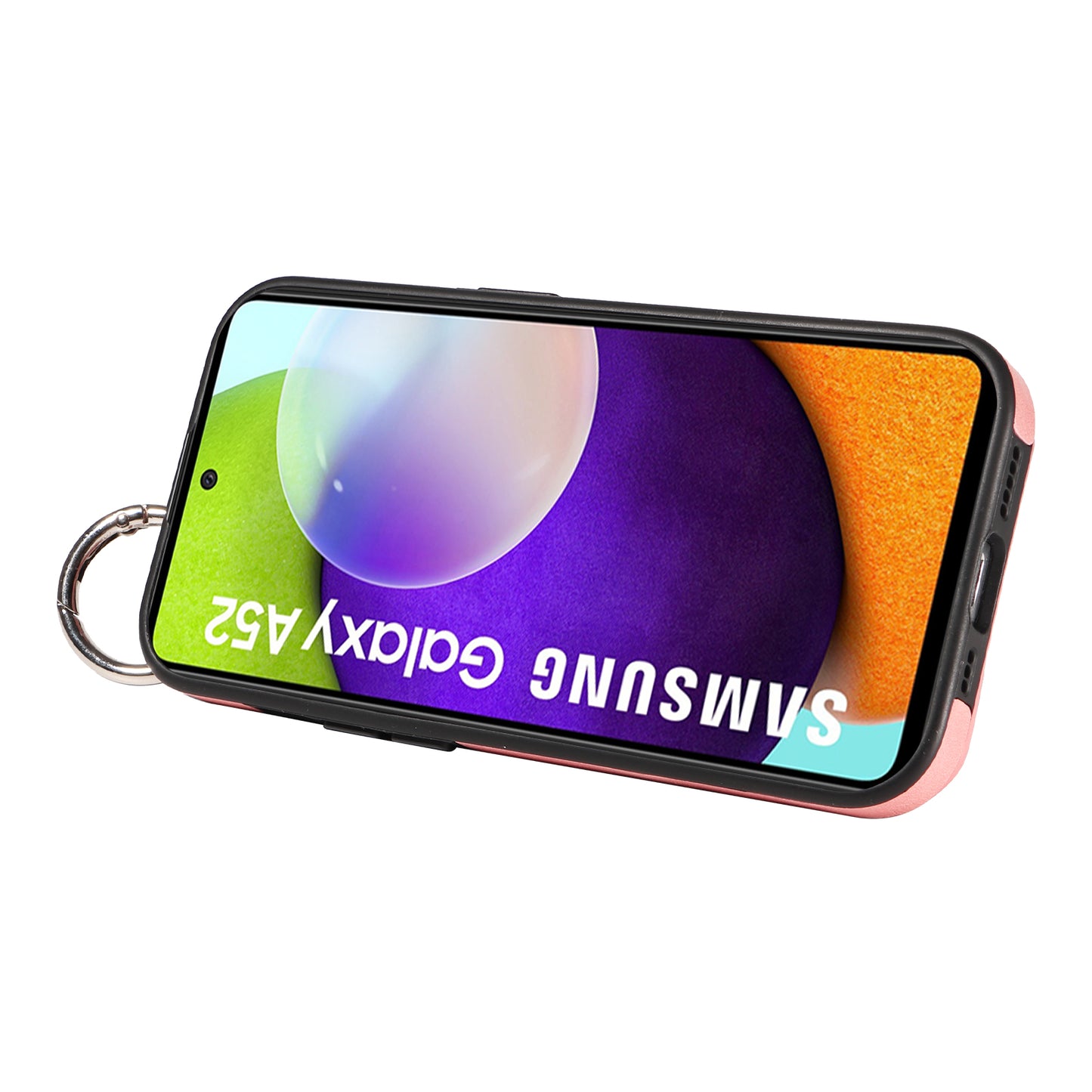 008 For Samsung Galaxy A52 4G / 5G / A52s 5G Case Calf Texture PU+TPU Phone Cover with Kickstand - Pink