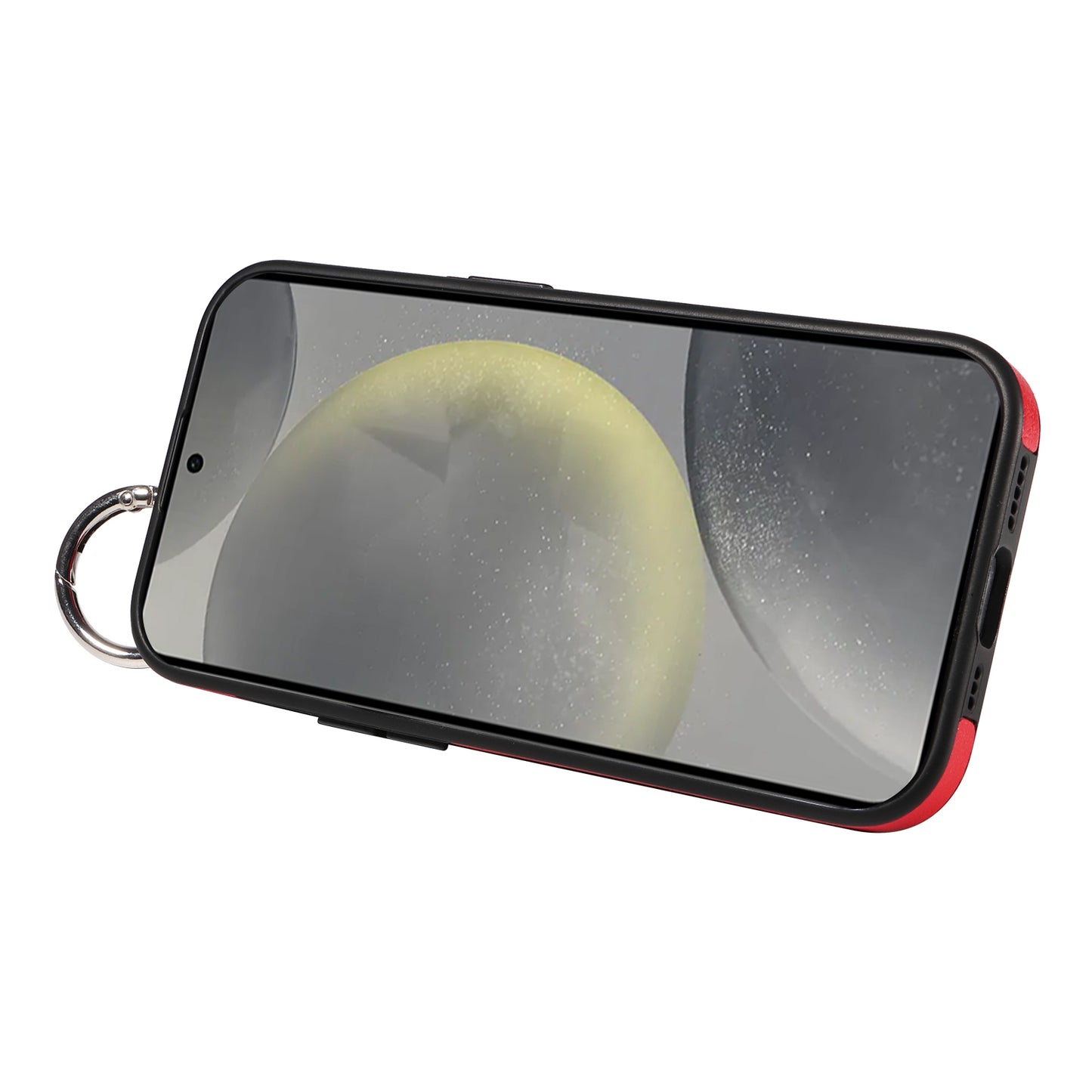 008 For Samsung Galaxy S24 Case Leather Coated TPU Shockproof Phone Cover with Kickstand - Red