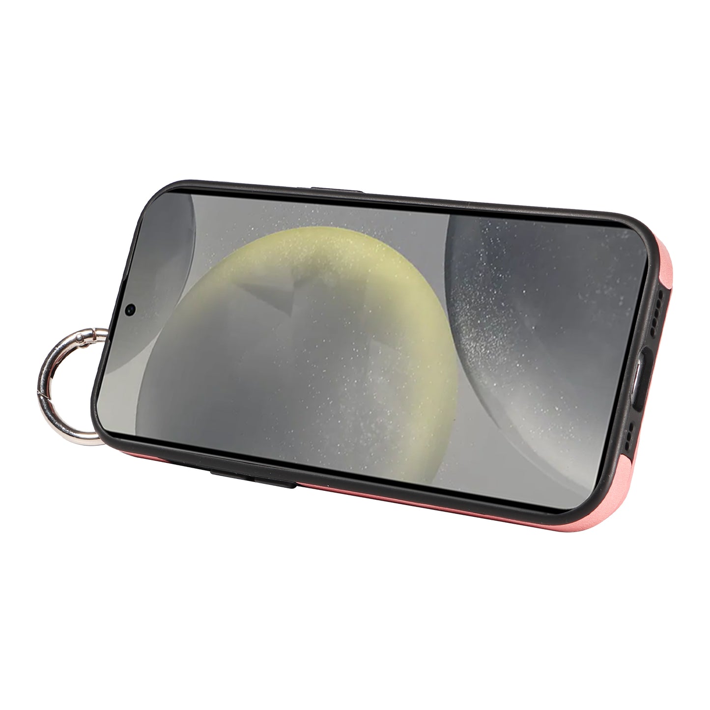 008 For Samsung Galaxy S24 Case Leather Coated TPU Shockproof Phone Cover with Kickstand - Pink