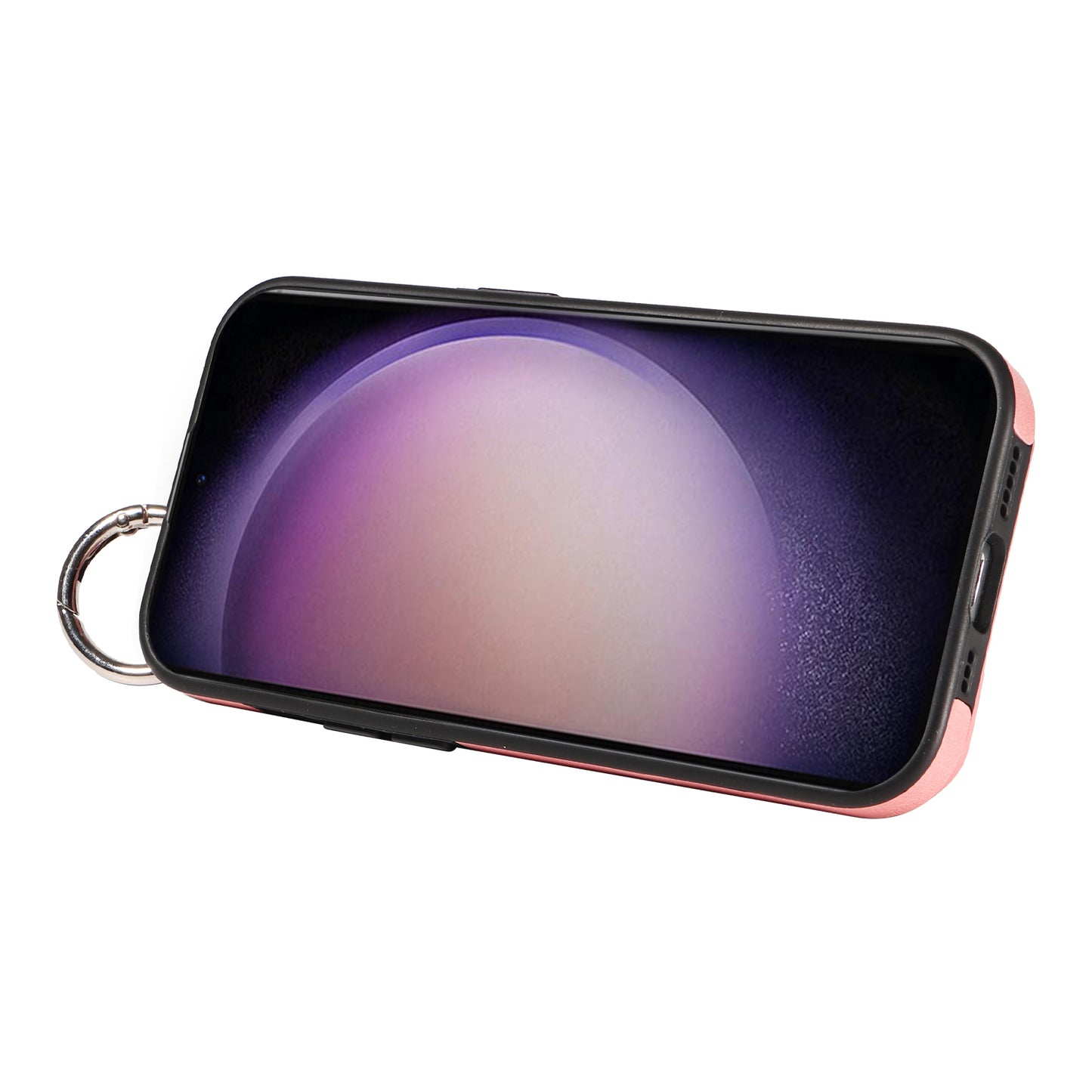 008 For Samsung Galaxy S23 Case Leather+TPU Protective Phone Cover with Ring Buckle - Pink