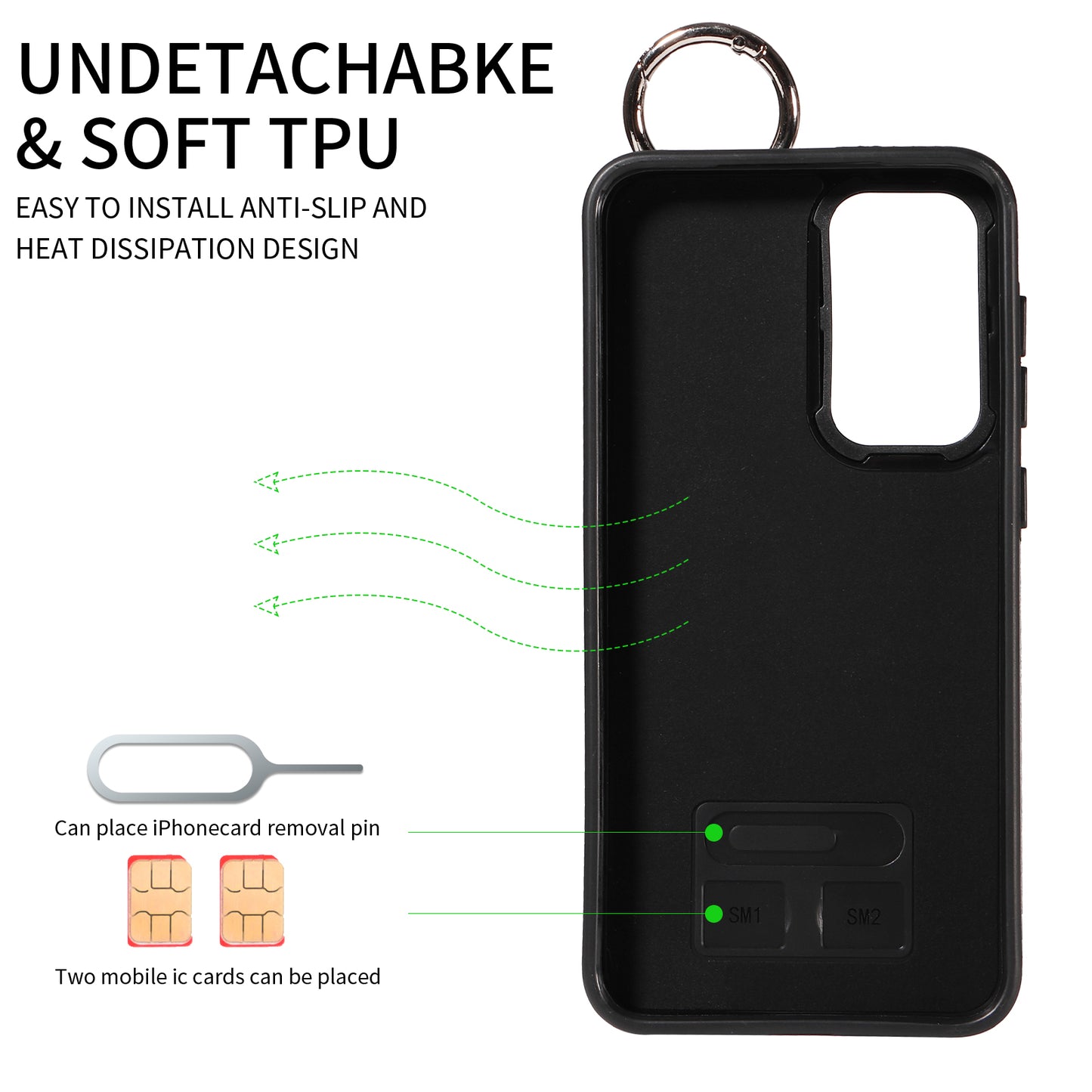 008 For Samsung Galaxy S23+ Kickstand Case Anti-Dorp PU+TPU Phone Cover with Ring Buckle - Blue