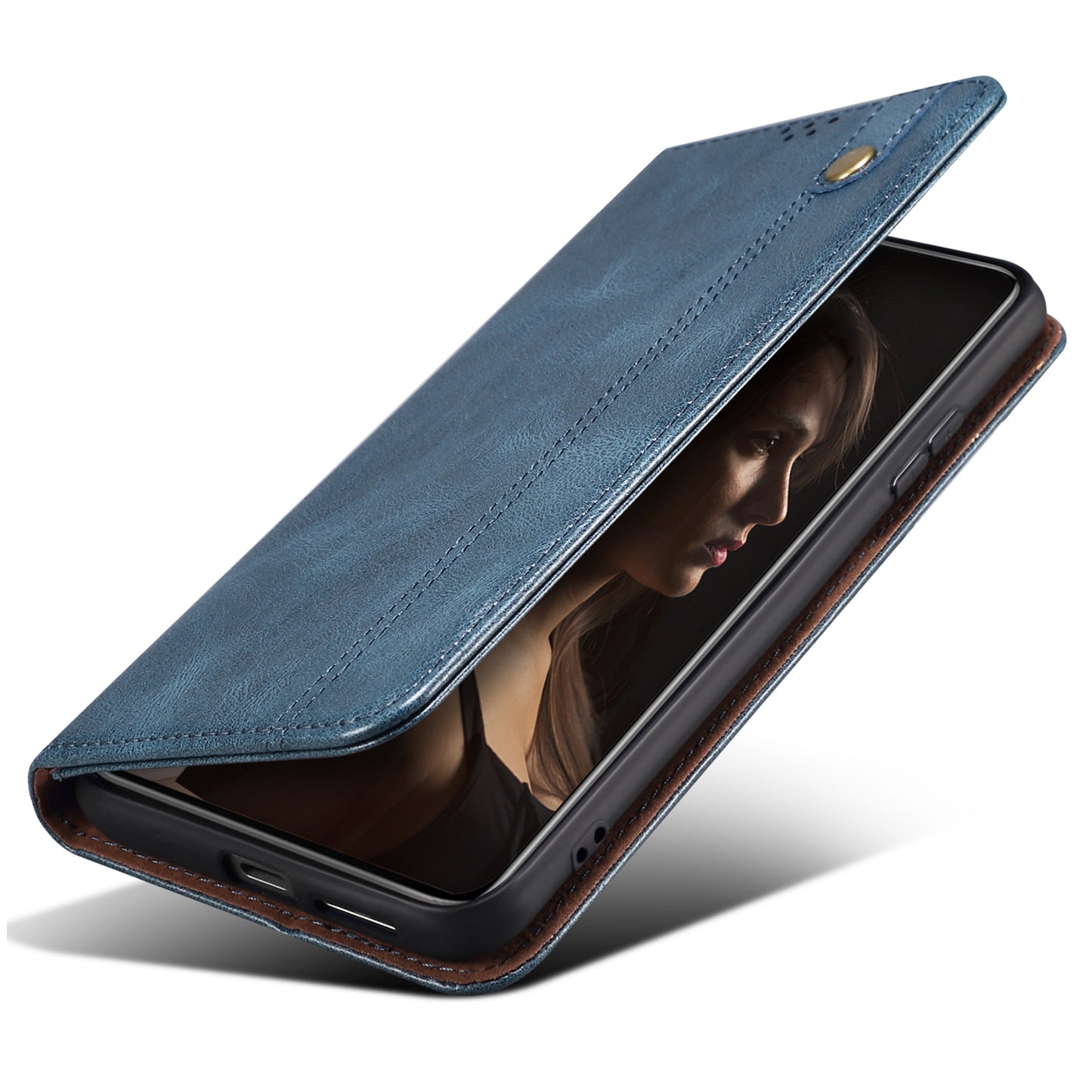 For Samsung Galaxy M15 5G / F15 5G Case Crazy Horse Texture Leather Flip Wallet Phone Cover - Blue