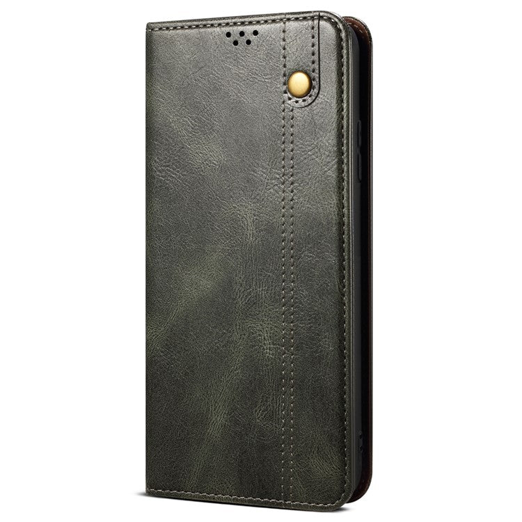For Samsung Galaxy M55 5G / C55 5G / F55 5G Case Waxy Crazy Horse Texture Phone Cover with Magnetic Clasp - Green
