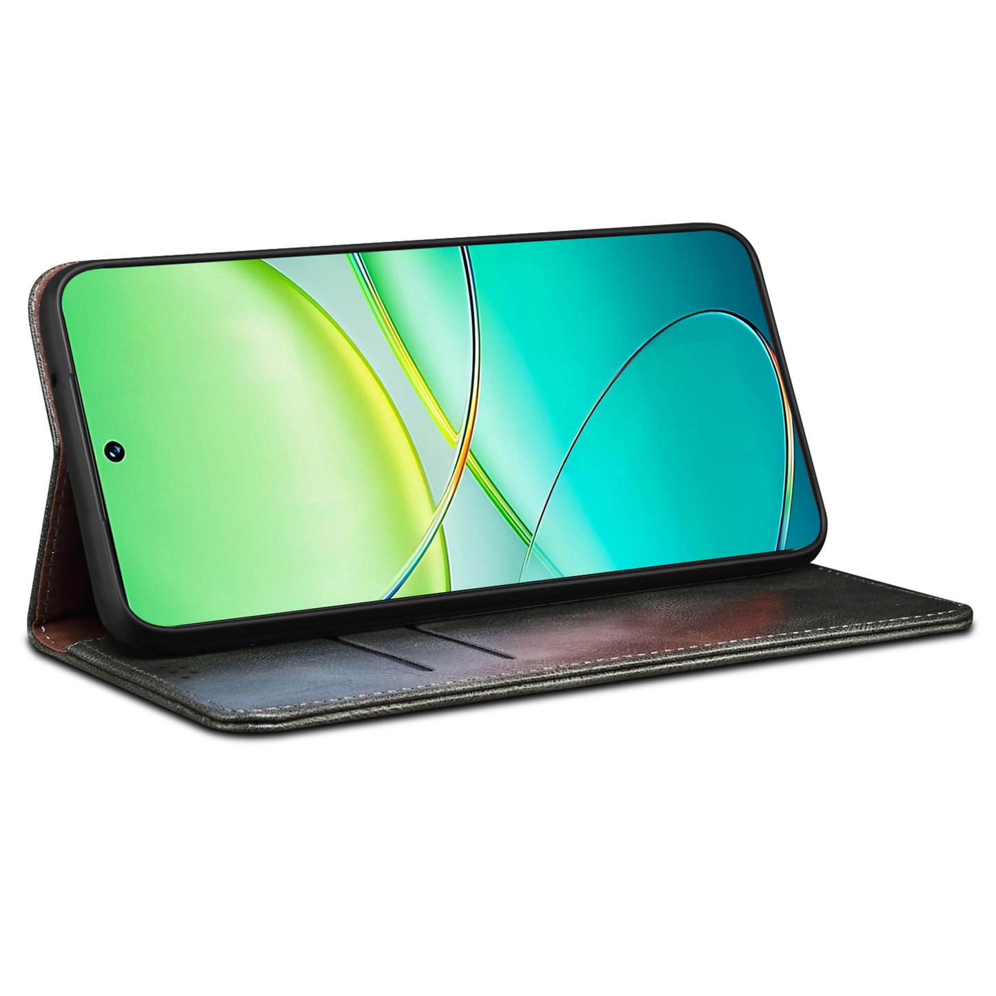 For vivo Y100 5G (Indonesia) / Y200e 5G / V30 Lite 5G (India) / V40 SE 5G / T3 5G Wallet Case Leather Flip Phone Cover - Green