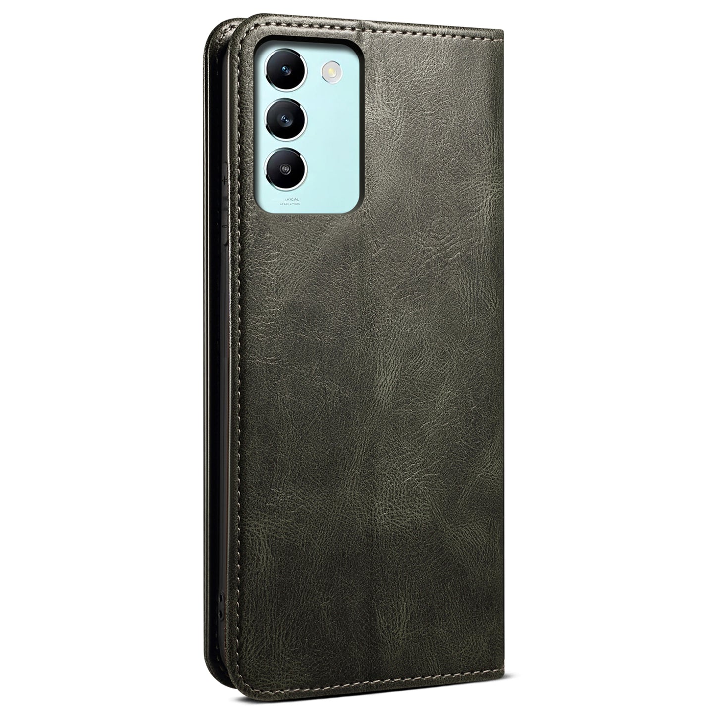 For vivo Y100 5G (Indonesia) / Y200e 5G / V30 Lite 5G (India) / V40 SE 5G / T3 5G Wallet Case Leather Flip Phone Cover - Green