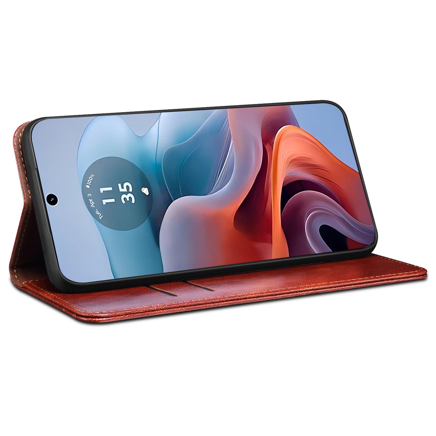 For Motorola Moto G24 Power Magnetic Phone Case Wallet Waxy Crazy Horse Texture Cover - Brown