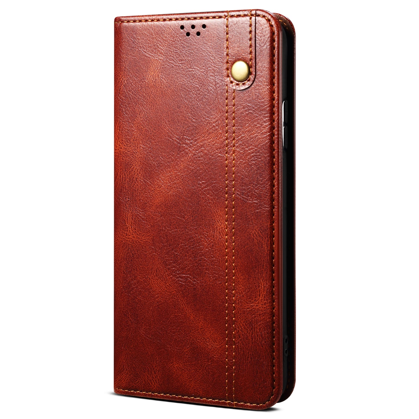 For Motorola Moto G24 Power Magnetic Phone Case Wallet Waxy Crazy Horse Texture Cover - Brown