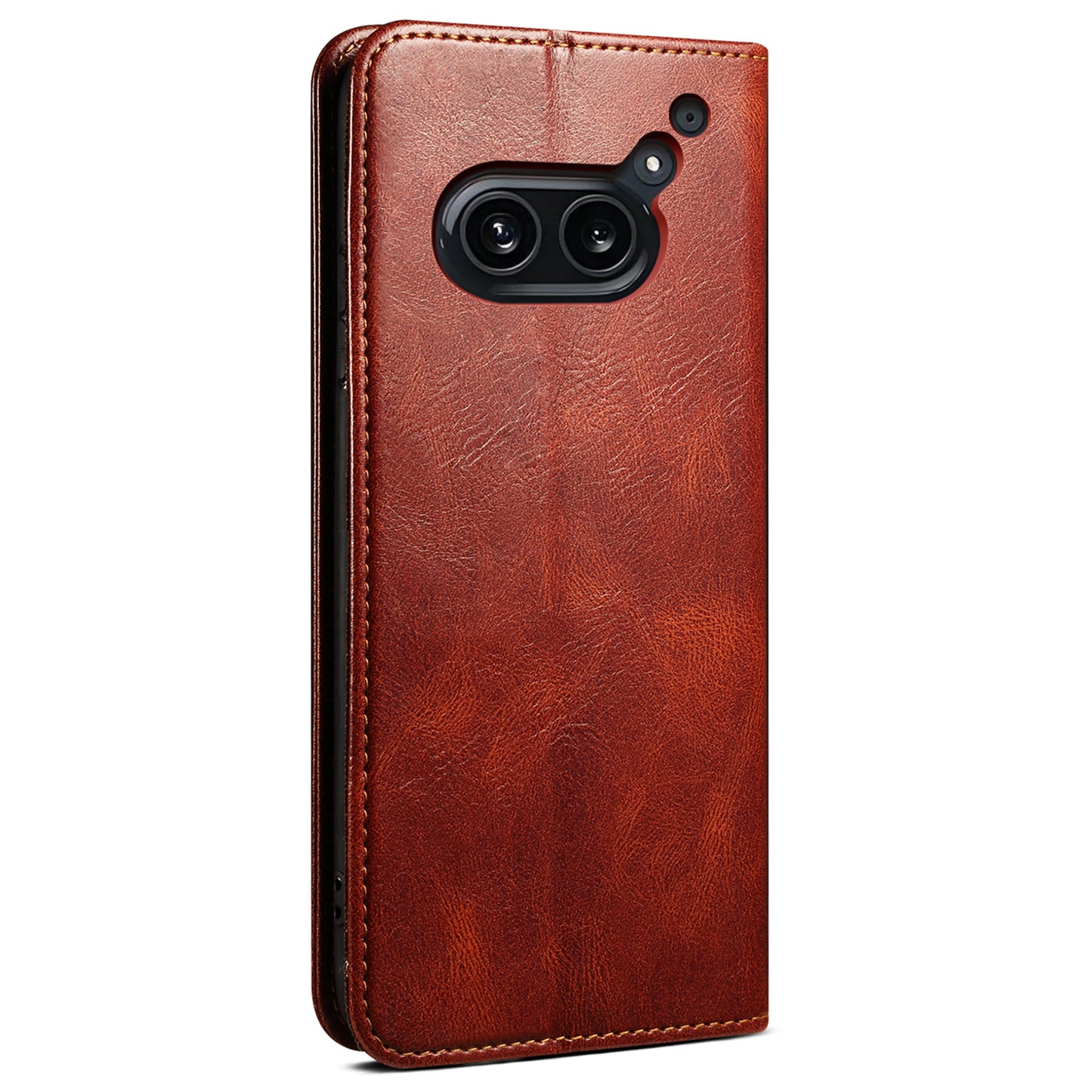 For Nothing Phone (2a) Case PU Leather Crazy Horse Texture Flip Wallet Phone Cover - Brown