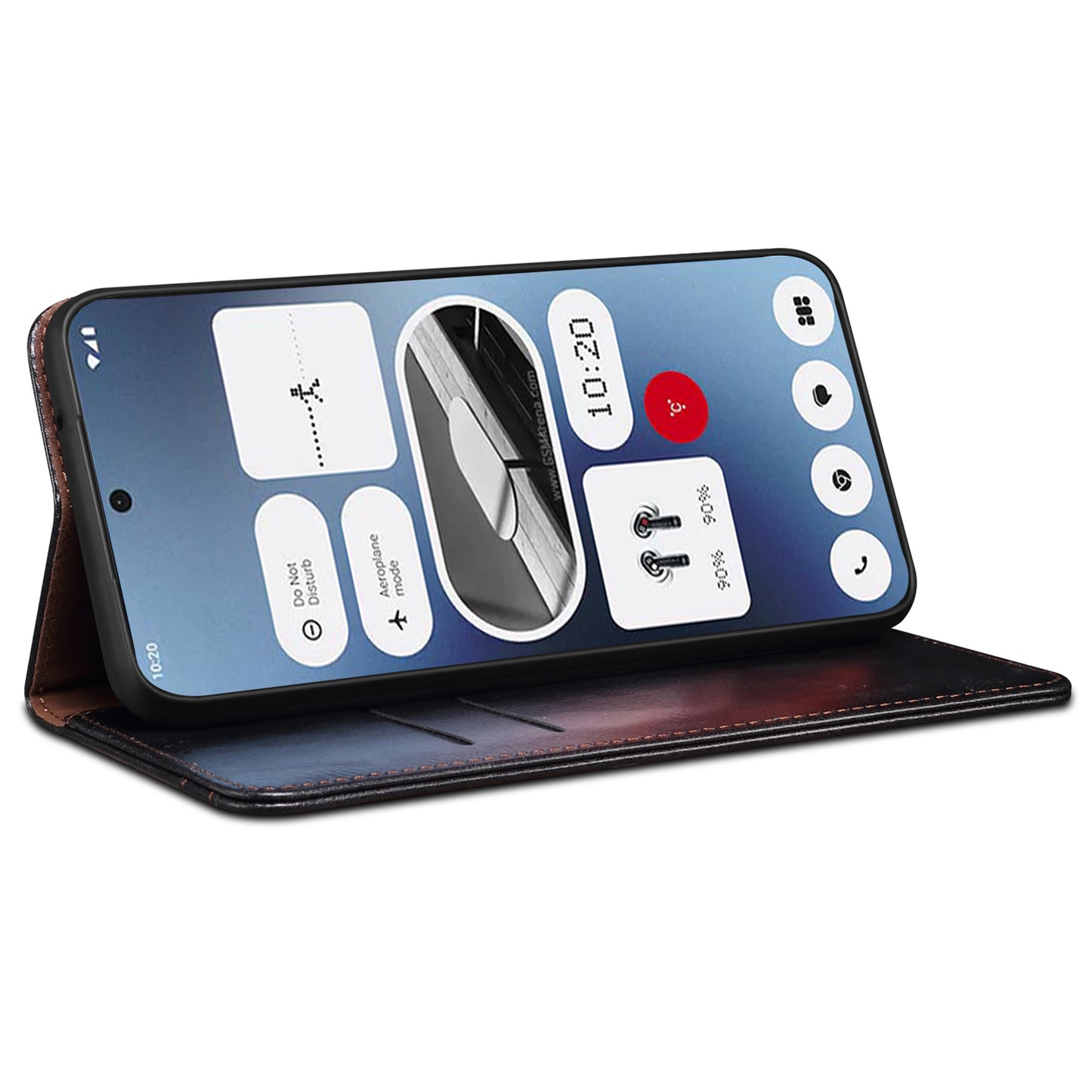 For Nothing Phone (2a) Case PU Leather Crazy Horse Texture Flip Wallet Phone Cover - Black