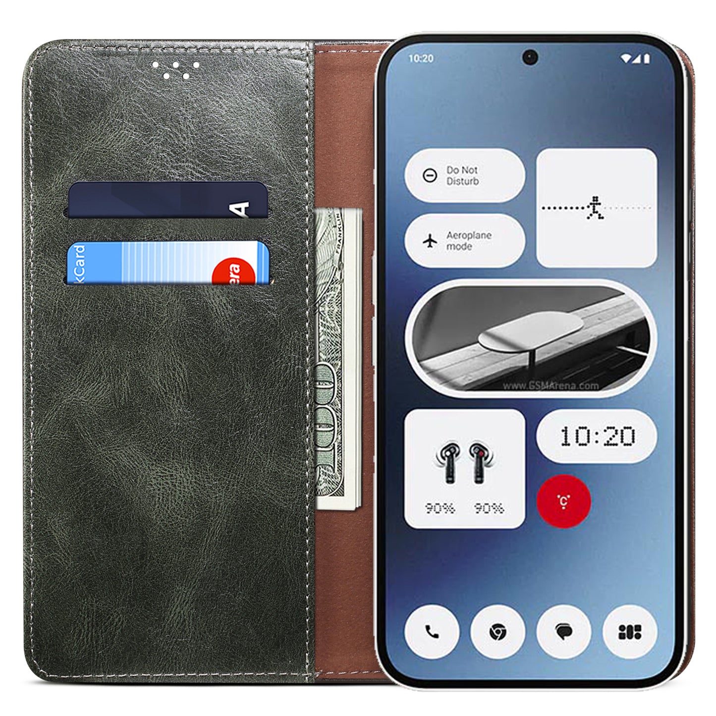 For Nothing Phone (2a) Case PU Leather Crazy Horse Texture Flip Wallet Phone Cover - Green