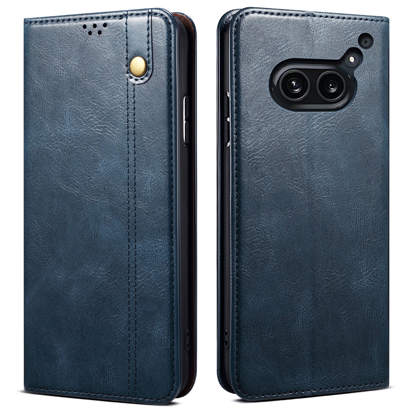 For Nothing Phone (2a) Case PU Leather Crazy Horse Texture Flip Wallet Phone Cover - Blue