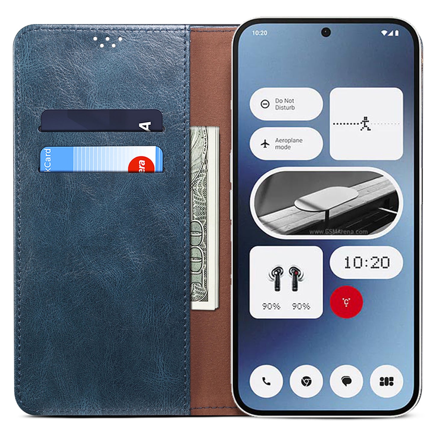 For Nothing Phone (2a) Case PU Leather Crazy Horse Texture Flip Wallet Phone Cover - Blue