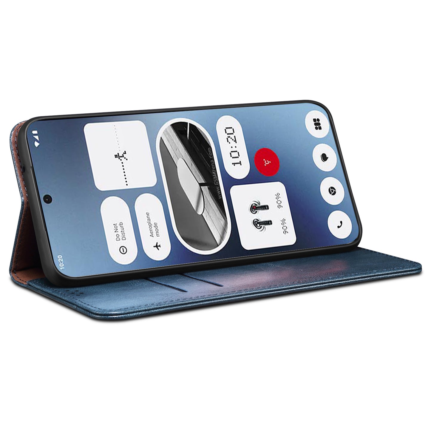 For Nothing Phone (2a) Case PU Leather Crazy Horse Texture Flip Wallet Phone Cover - Blue