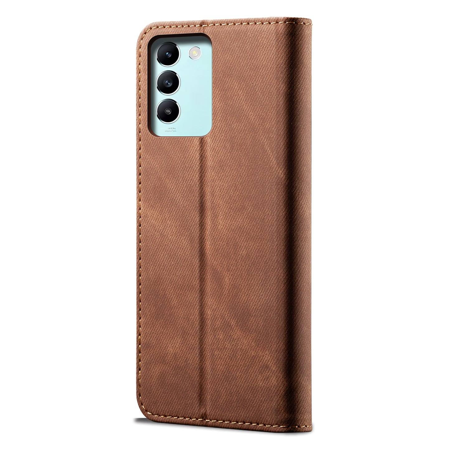 For vivo Y100 5G (Indonesia) / Y200e 5G / V30 Lite 5G (India) / V40 SE 5G / T3 5G Case Wallet Leather Phone Cover - Coffee