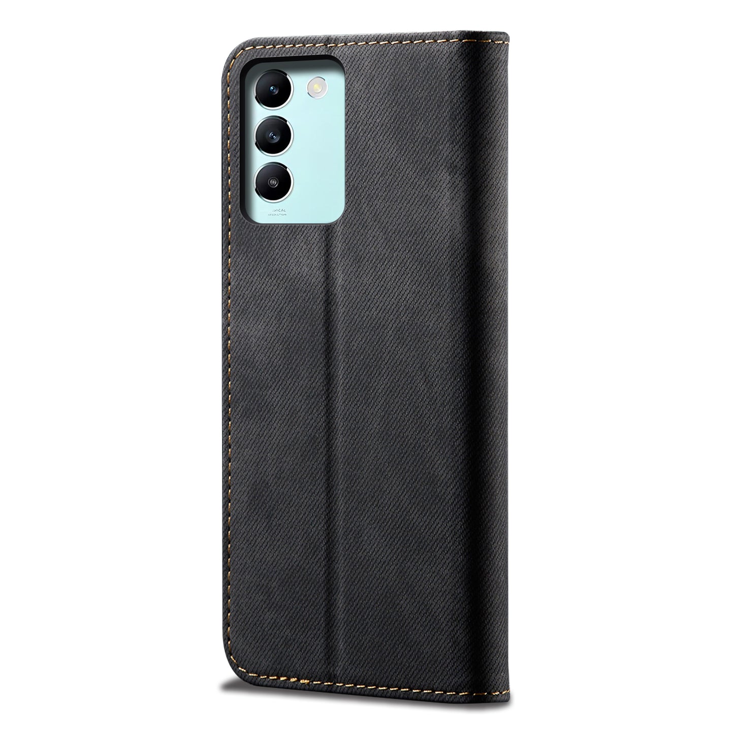 For vivo Y100 5G (Indonesia) / Y200e 5G / V30 Lite 5G (India) / V40 SE 5G / T3 5G Case Wallet Leather Phone Cover - Black