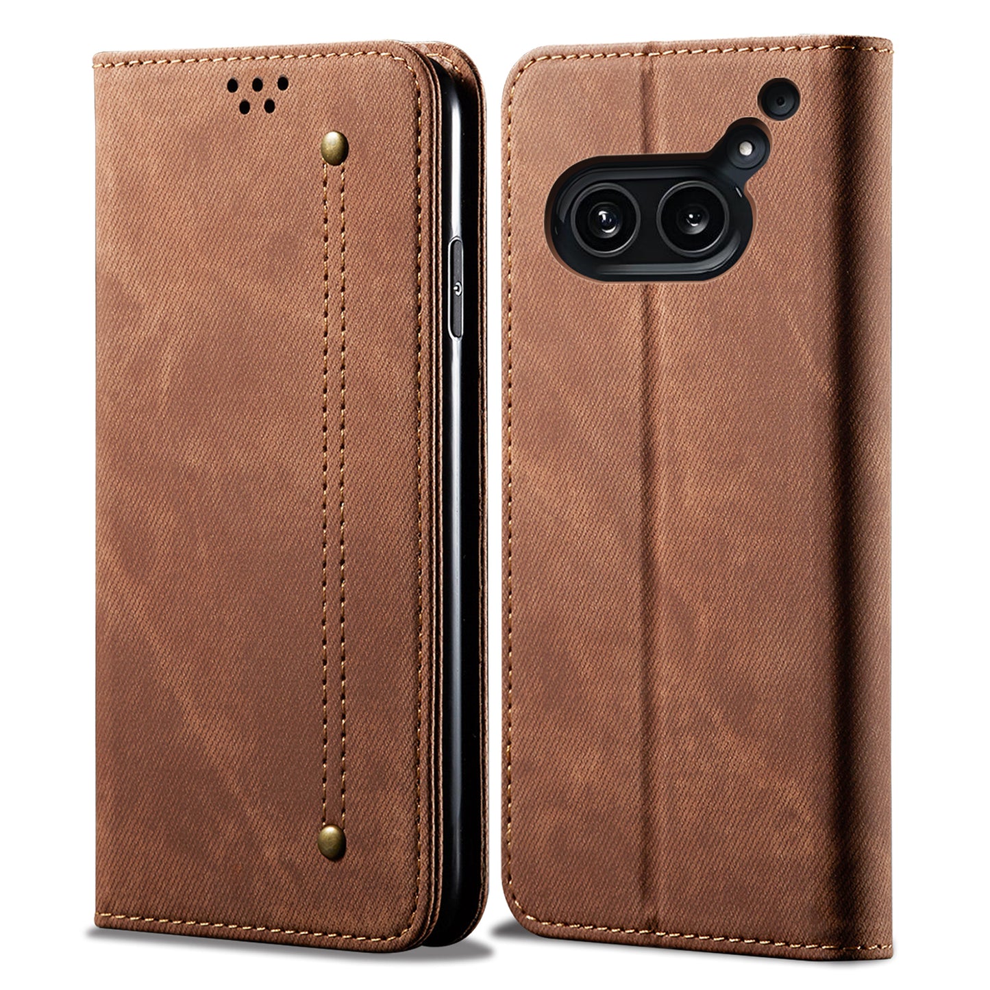 For Nothing Phone (2a) Case Shockproof Leather Stand Phone Cover Mobile Spares Wholesale - Coffee