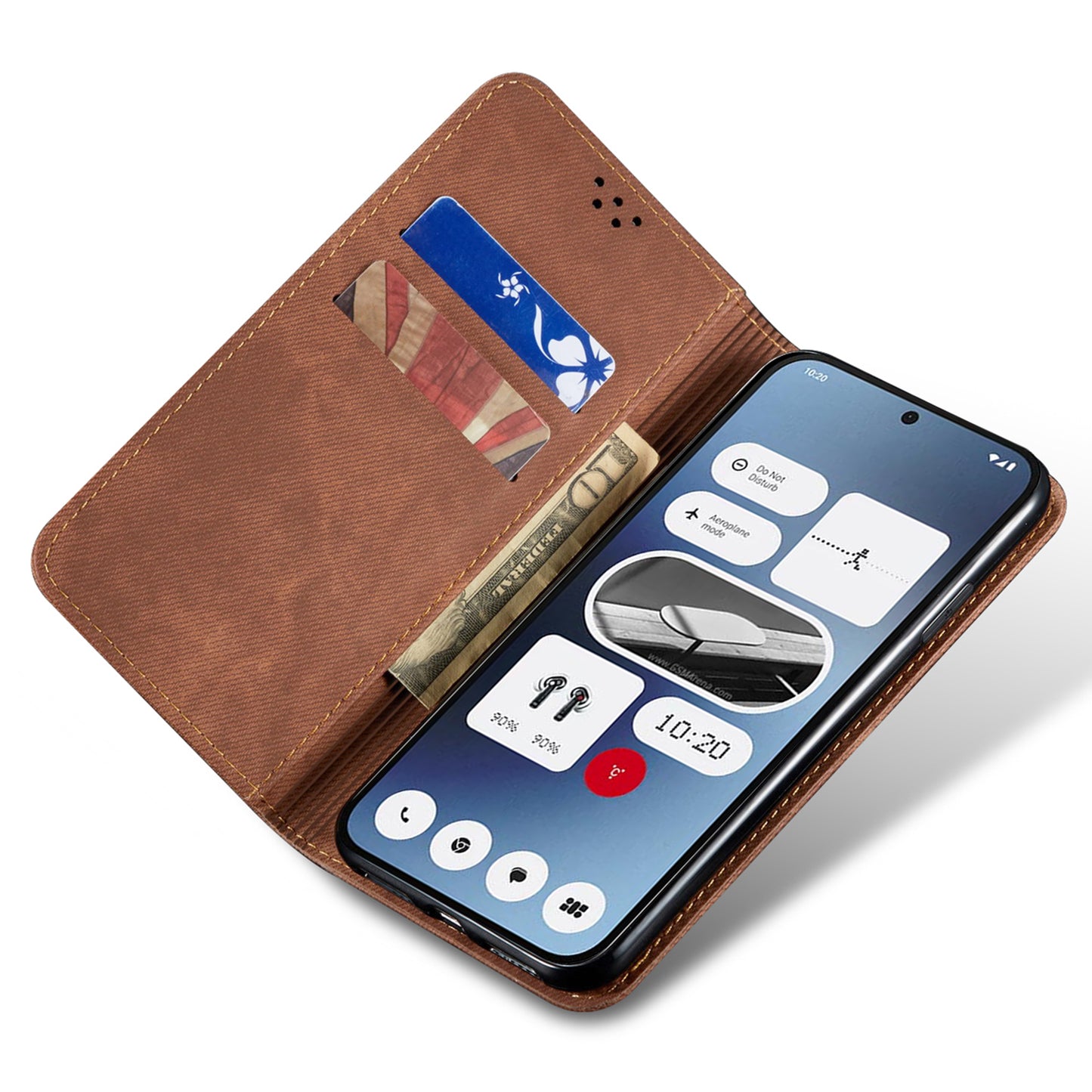 For Nothing Phone (2a) Case Shockproof Leather Stand Phone Cover Mobile Spares Wholesale - Coffee