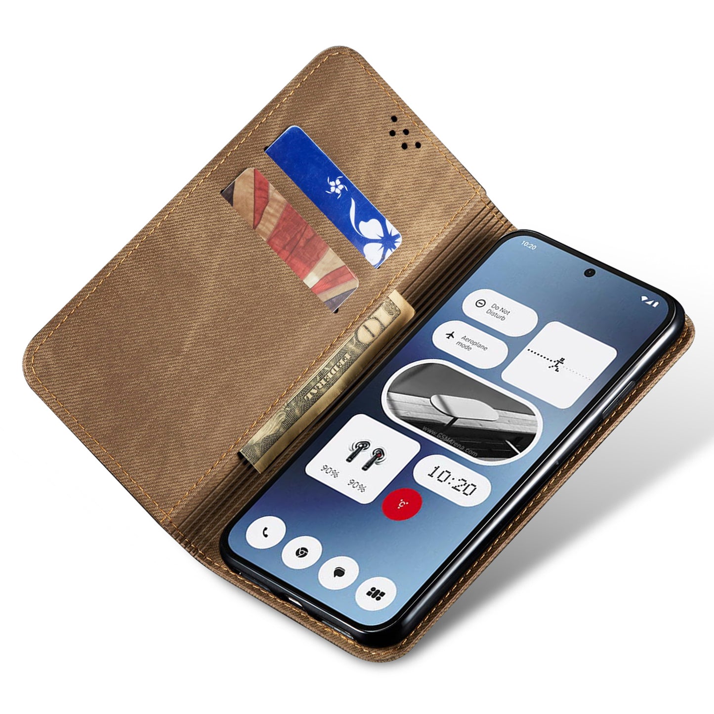 For Nothing Phone (2a) Case Shockproof Leather Stand Phone Cover Mobile Spares Wholesale - Khaki