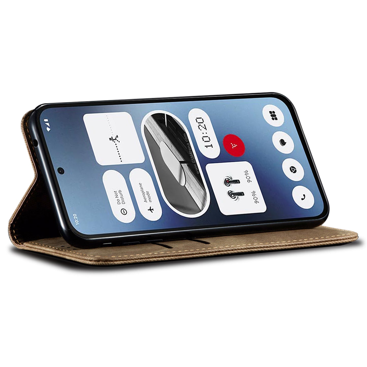 For Nothing Phone (2a) Case Shockproof Leather Stand Phone Cover Mobile Spares Wholesale - Khaki