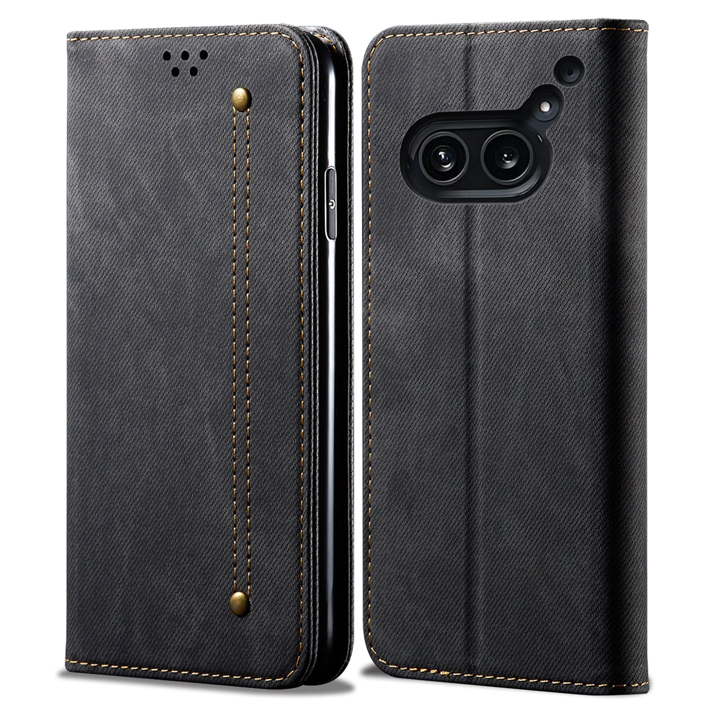 For Nothing Phone (2a) Case Shockproof Leather Stand Phone Cover Mobile Spares Wholesale - Black