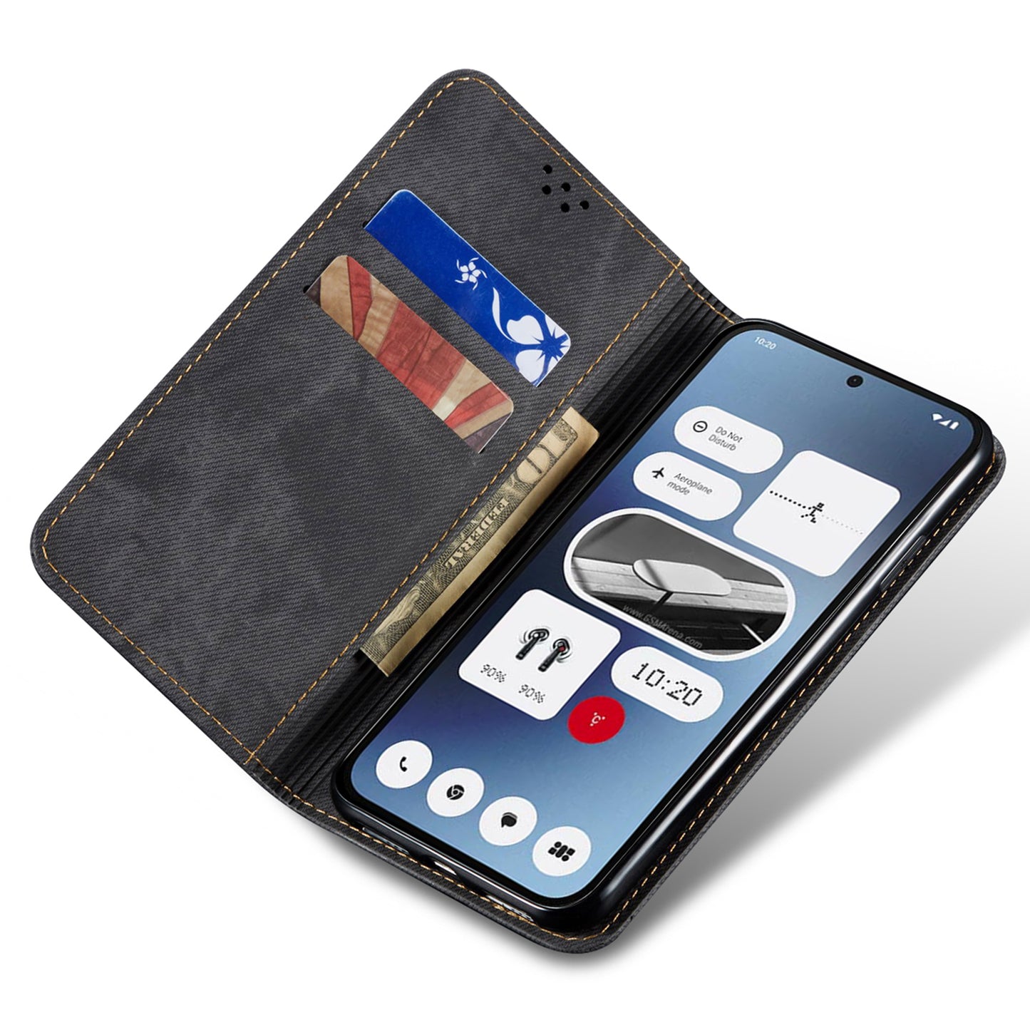 For Nothing Phone (2a) Case Shockproof Leather Stand Phone Cover Mobile Spares Wholesale - Black