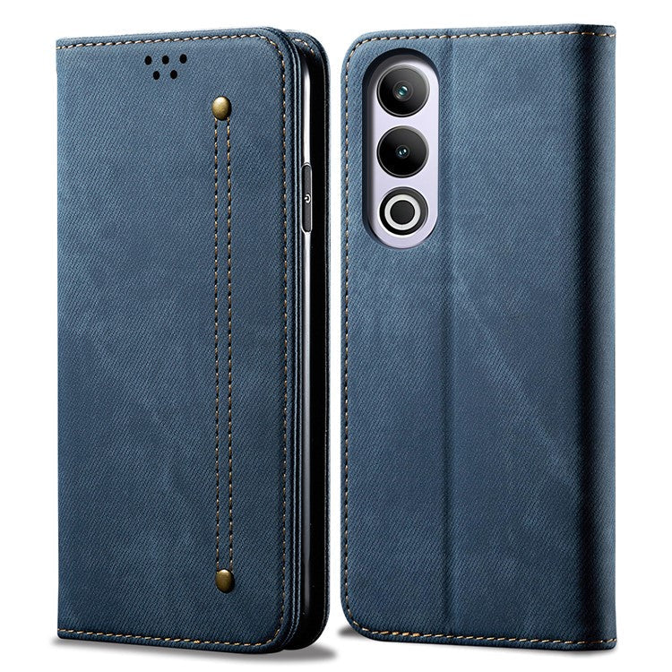 For OnePlus Nord CE4 5G Case Bump Proof Leather+TPU Stand View Phone Cover - Blue