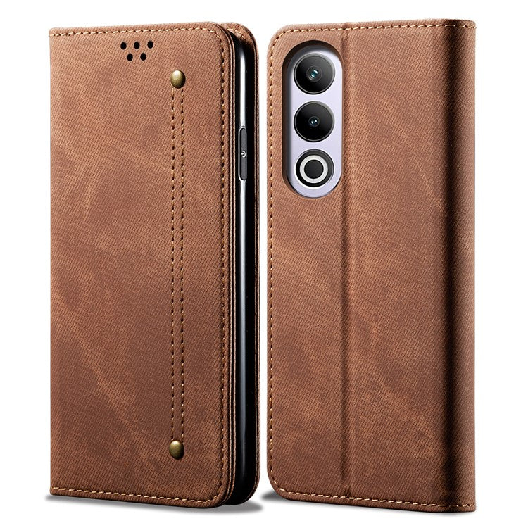 For OnePlus Nord CE4 5G Case Bump Proof Leather+TPU Stand View Phone Cover - Coffee