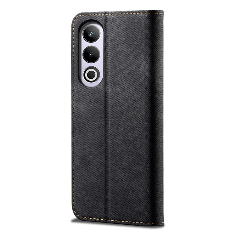 For OnePlus Nord CE4 5G Case Bump Proof Leather+TPU Stand View Phone Cover - Black