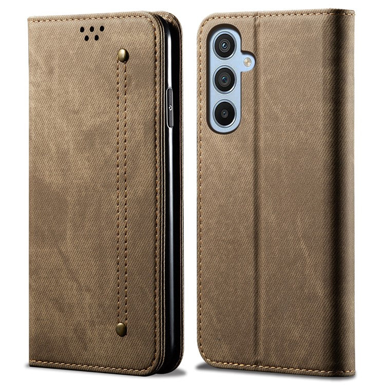 For Samsung Galaxy M55 5G / C55 5G / F55 5G Leather Case Stand Cover Mobile Accessories Wholesale Supplier - Khaki