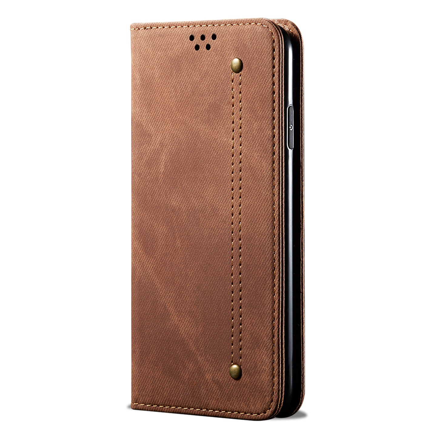 For Samsung Galaxy M55 5G Leather Case Stand Cover Mobile Accessories Wholesale Supplier - Coffee