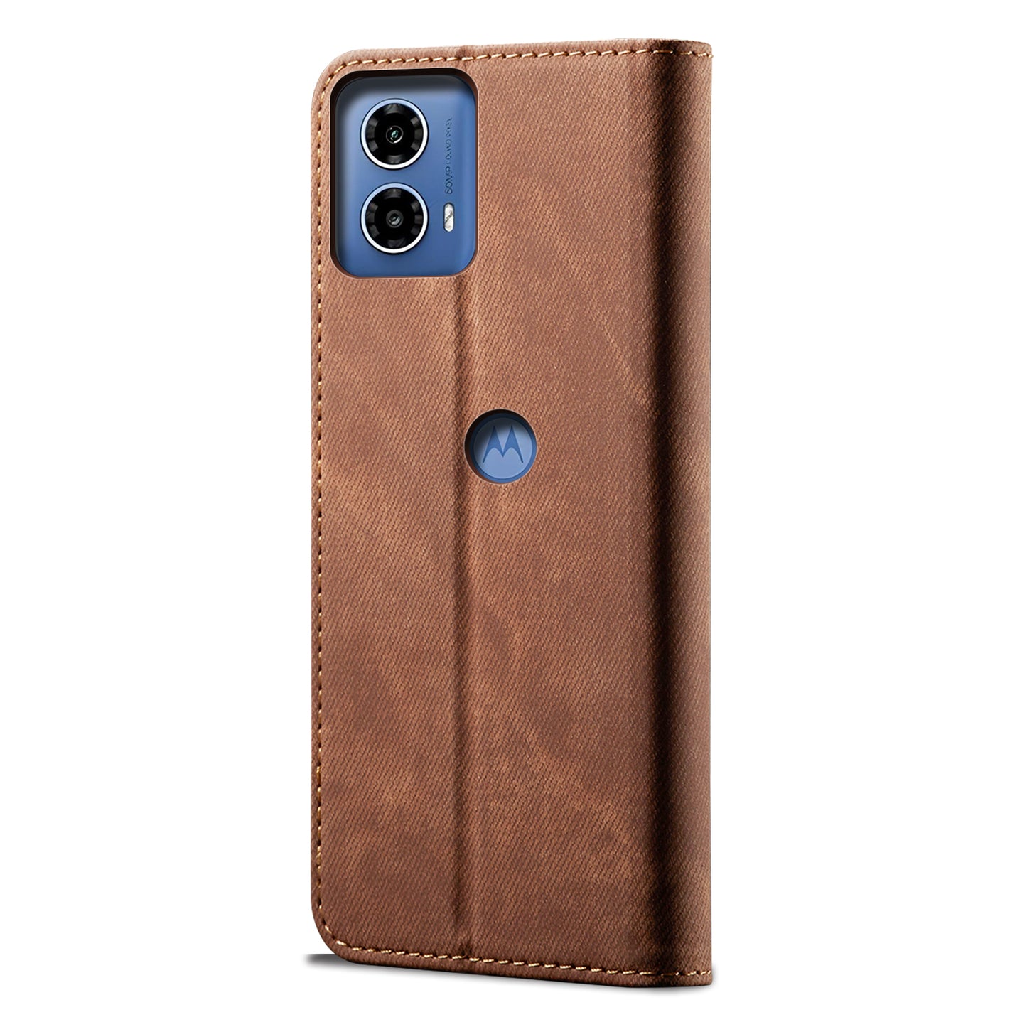 For Motorola Moto G04 4G / G24 4G Case Anti-Drop Leather+TPU Stand View Phone Cover - Coffee