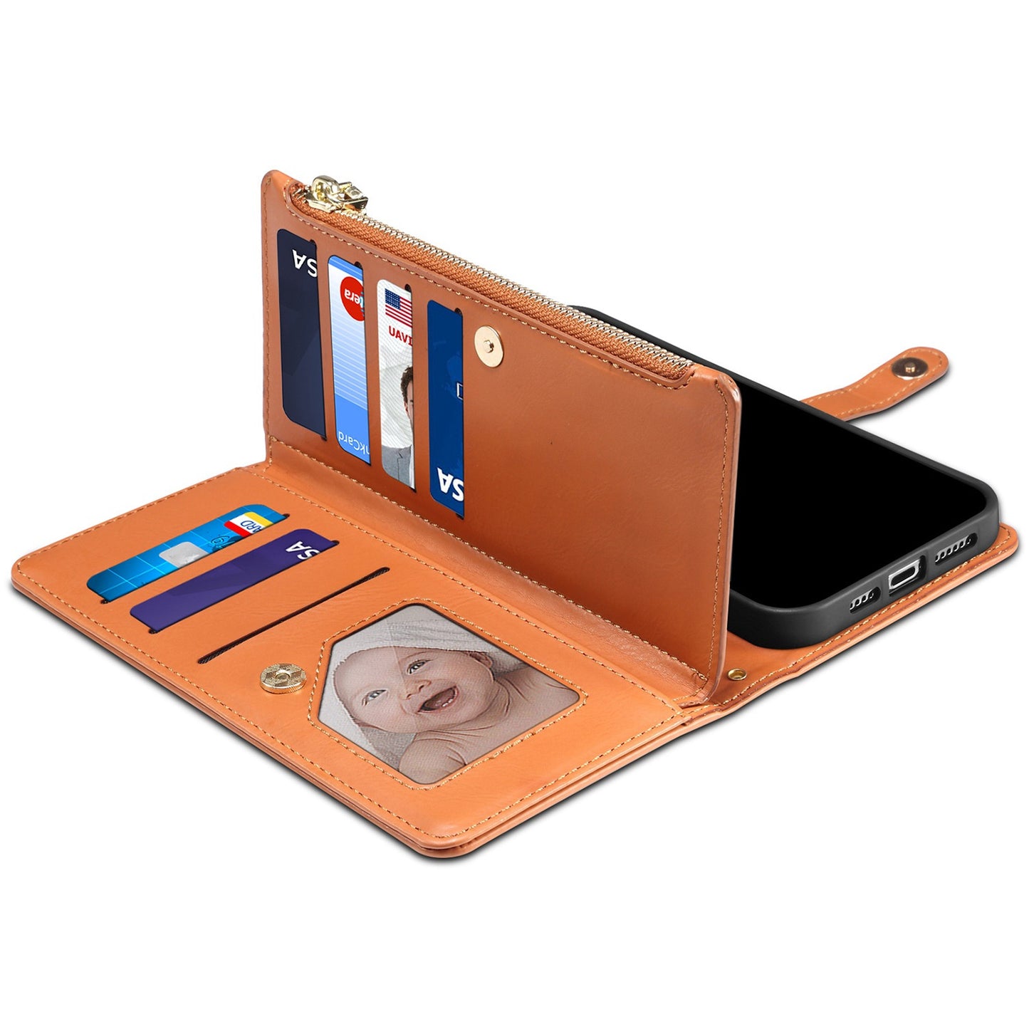 ESEBLE Galaxy Series For Samsung Galaxy M15 5G / F15 5G Case RFID Blocking Wallet Cover with Wrist Strap - Brown