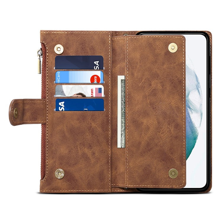 ESEBLE Star Series For Samsung Galaxy M55 5G / C55 5G / F55 5G Case PU Leather+TPU Cover with Wallet Stand - Brown