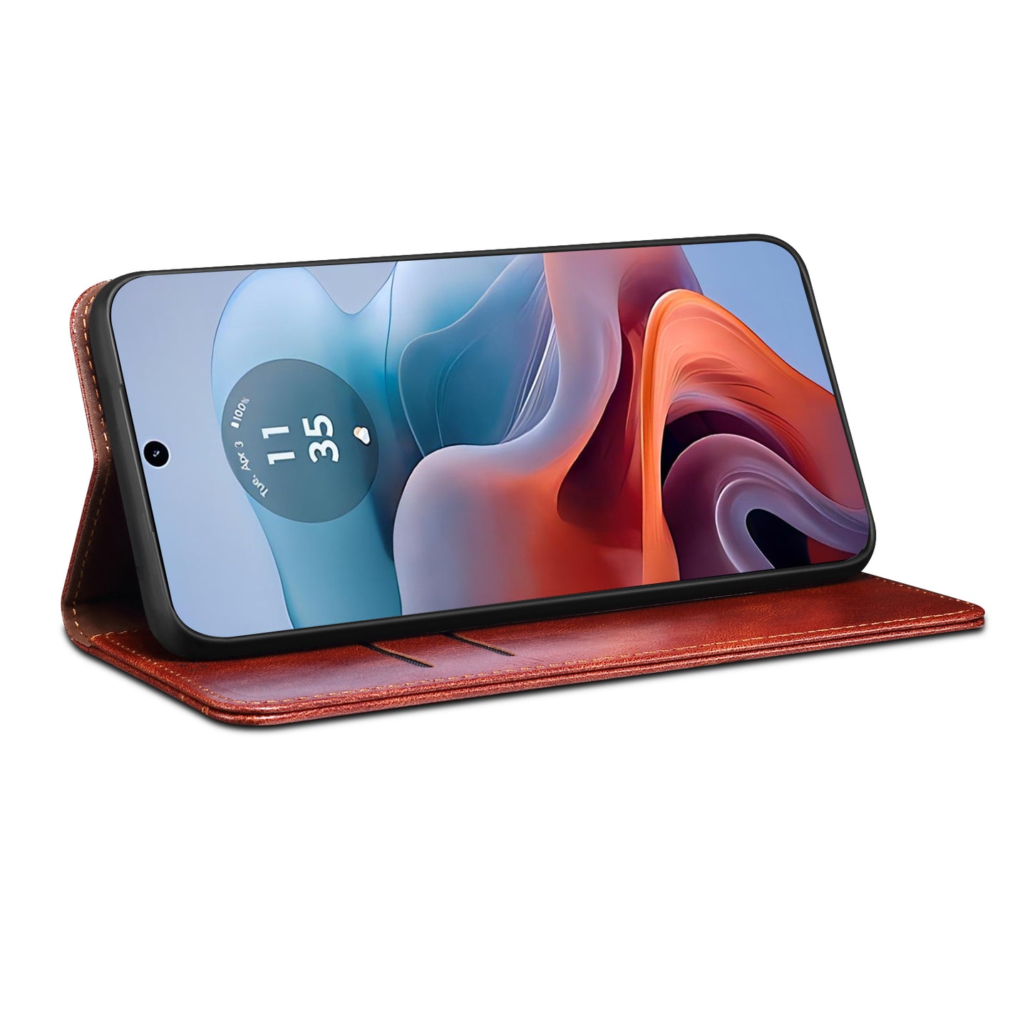 For Motorola Moto G04 4G / G24 4G Case Leather Stand Magnetic Closing Phone Wallet Cover - Brown