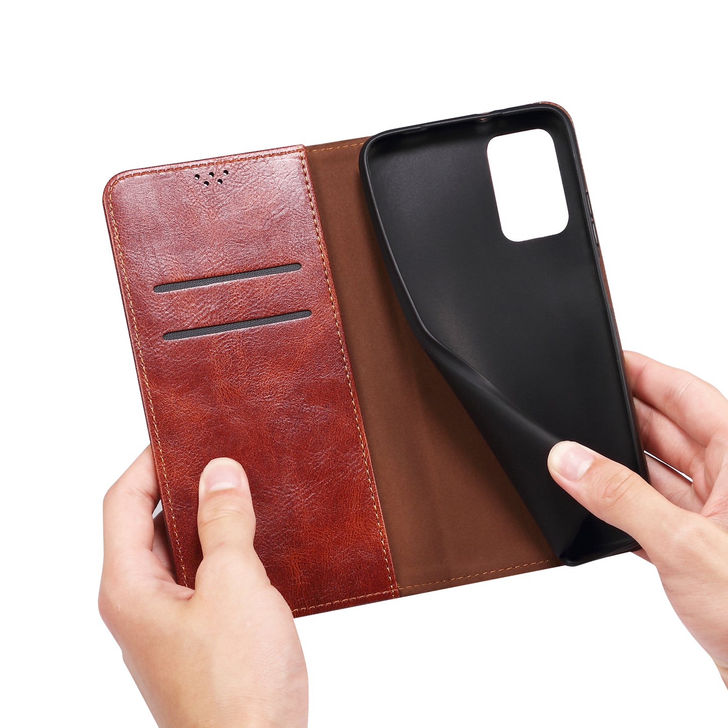 For Motorola Moto G04 4G / G24 4G Case Leather Stand Magnetic Closing Phone Wallet Cover - Brown
